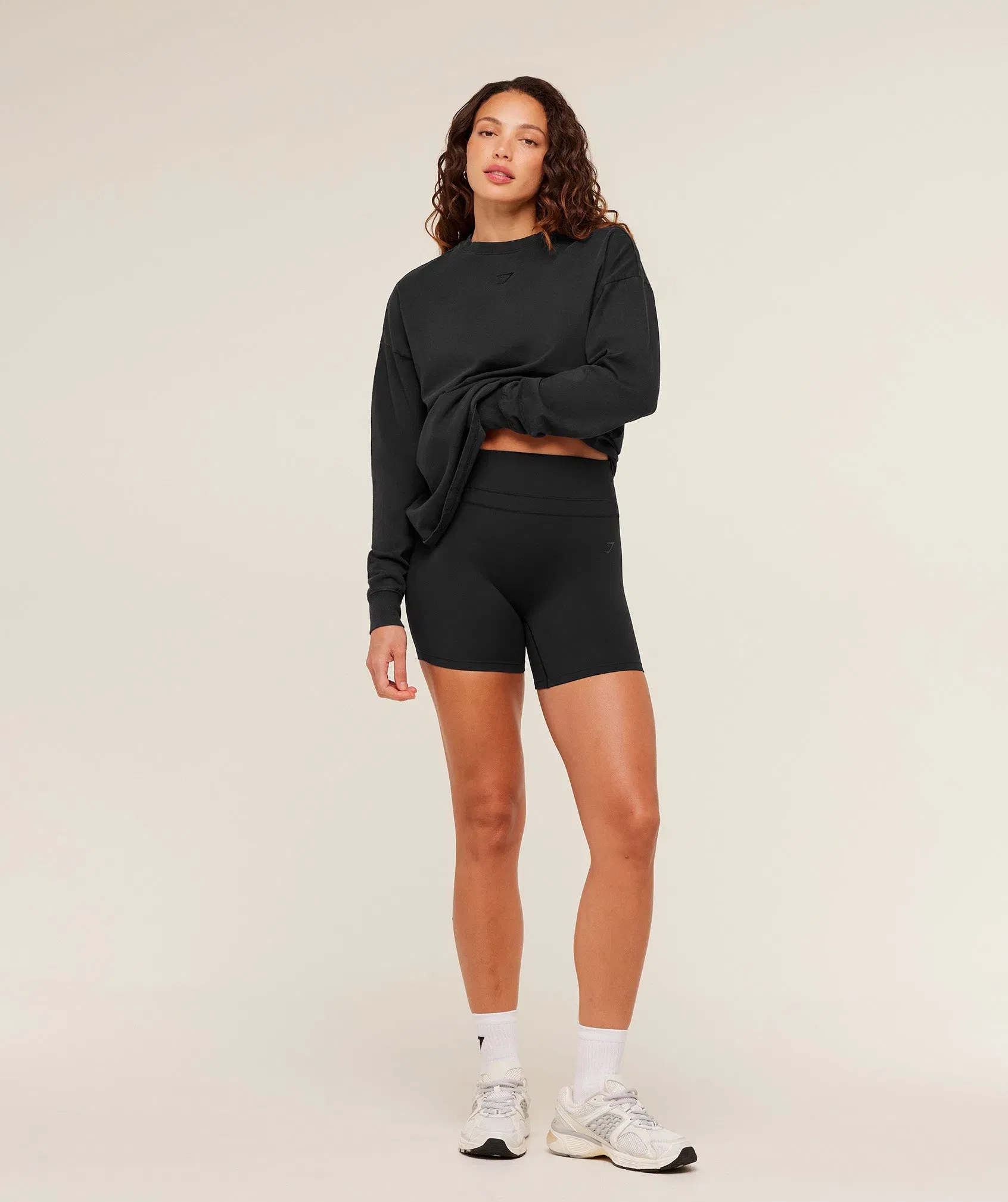 Gymshark Power Washed Long Sleeve Top - Black/Acid Wash