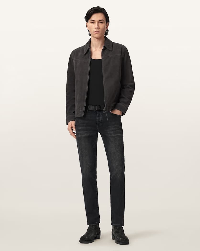 AllSaints Rhone Suede Jacket Anthracite Grey