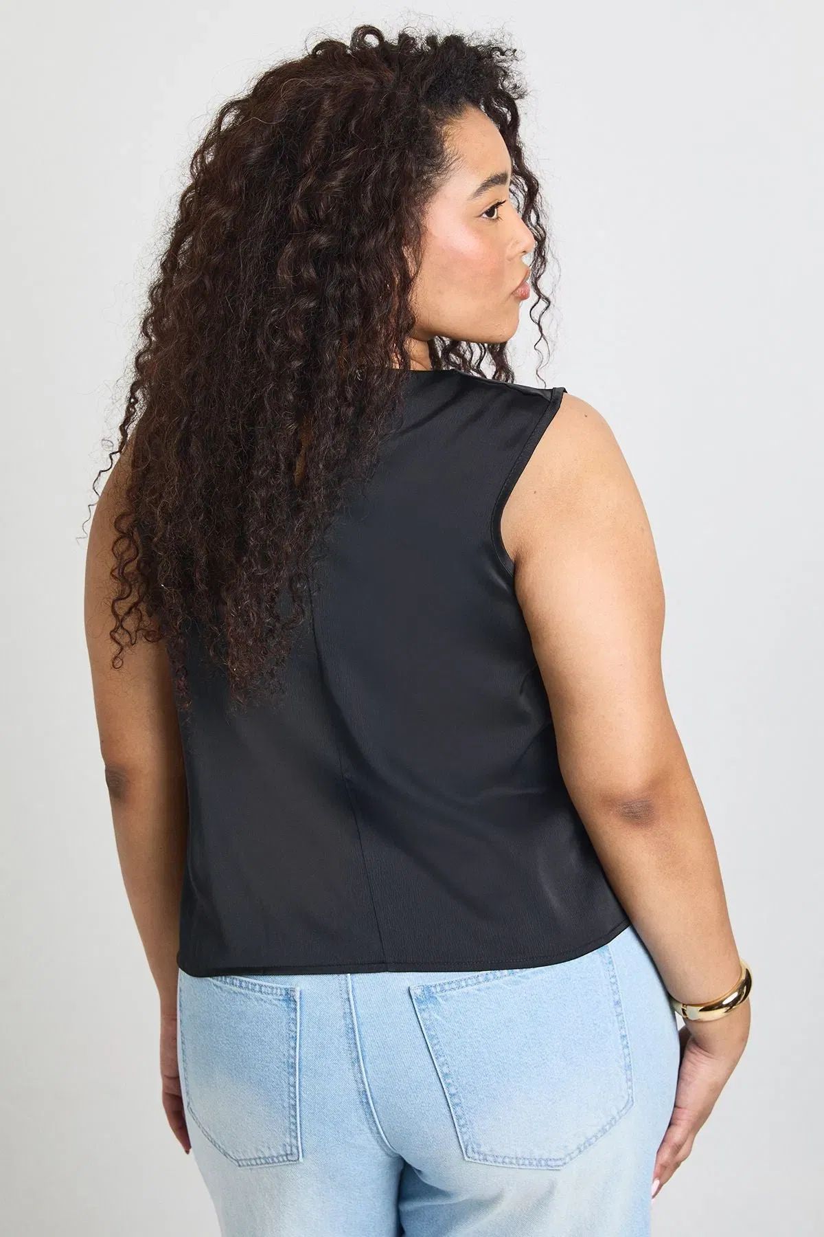 Plus Hammered Satin Cowl Top