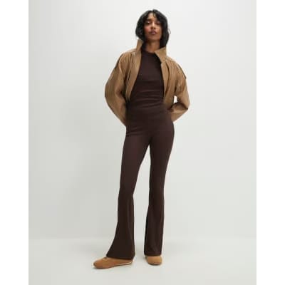 Brown Cotton Fitted Top