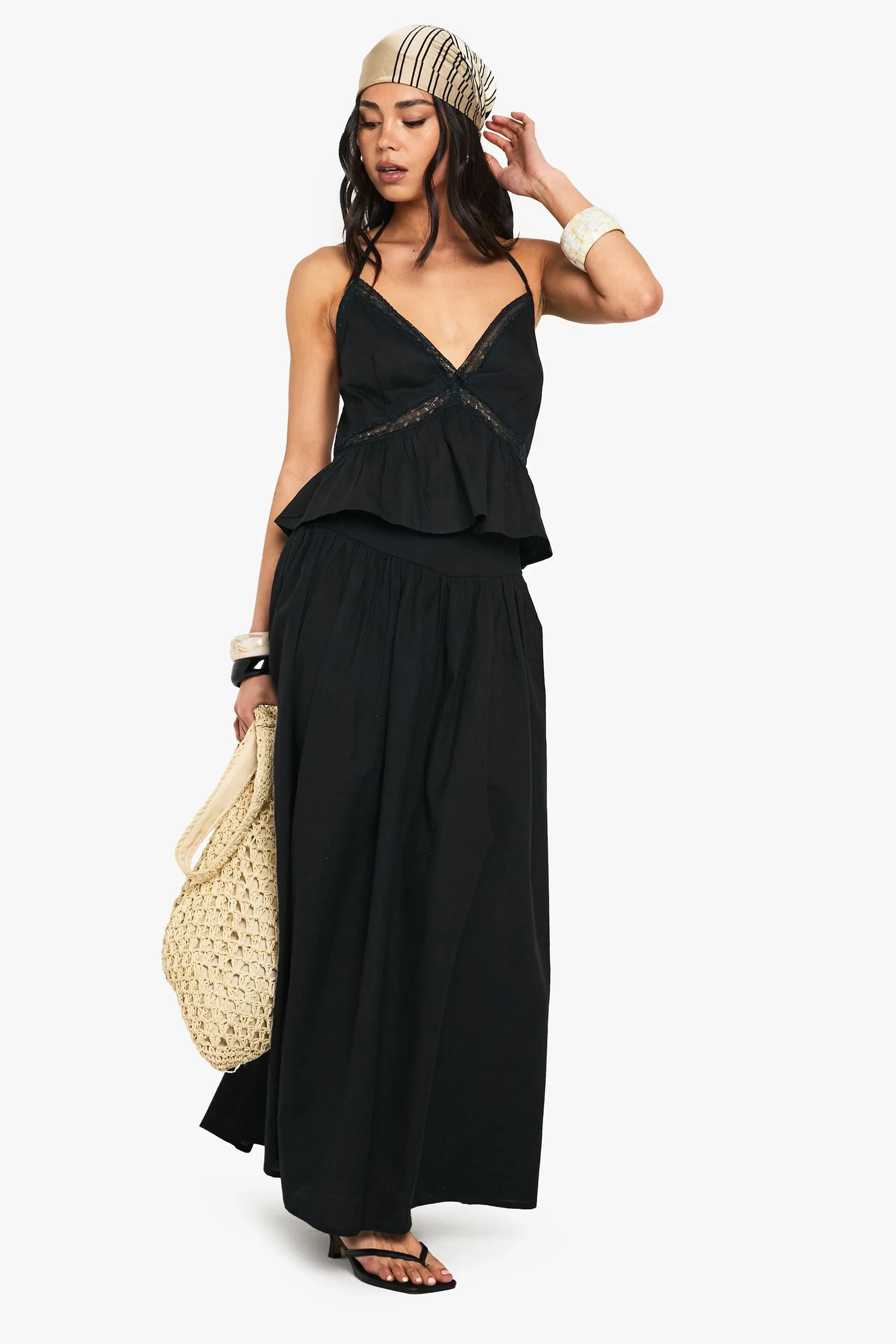 Lace Trim Woven Cami