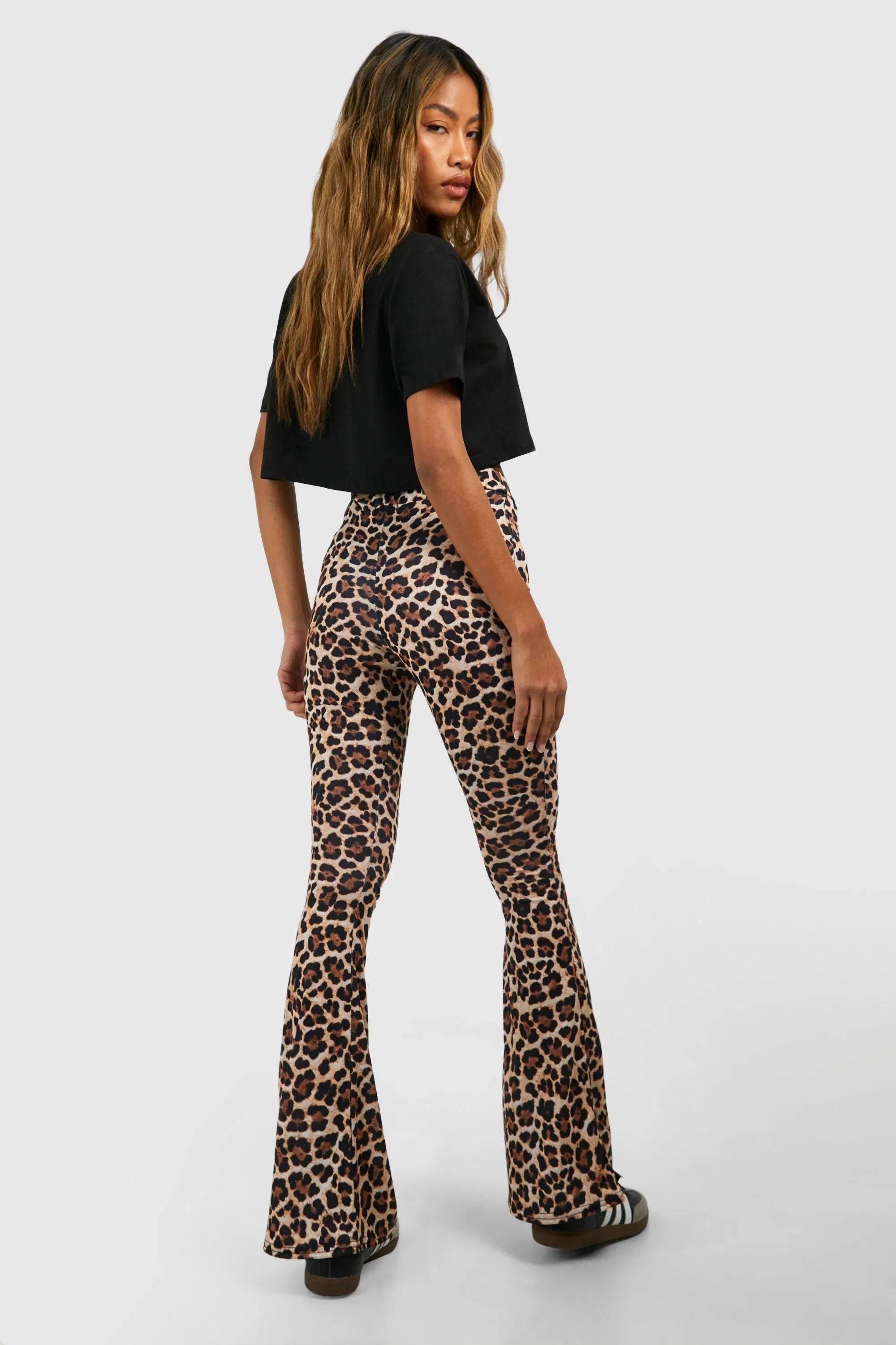 Leopard High Waist Basic Fit & Flare Trouser