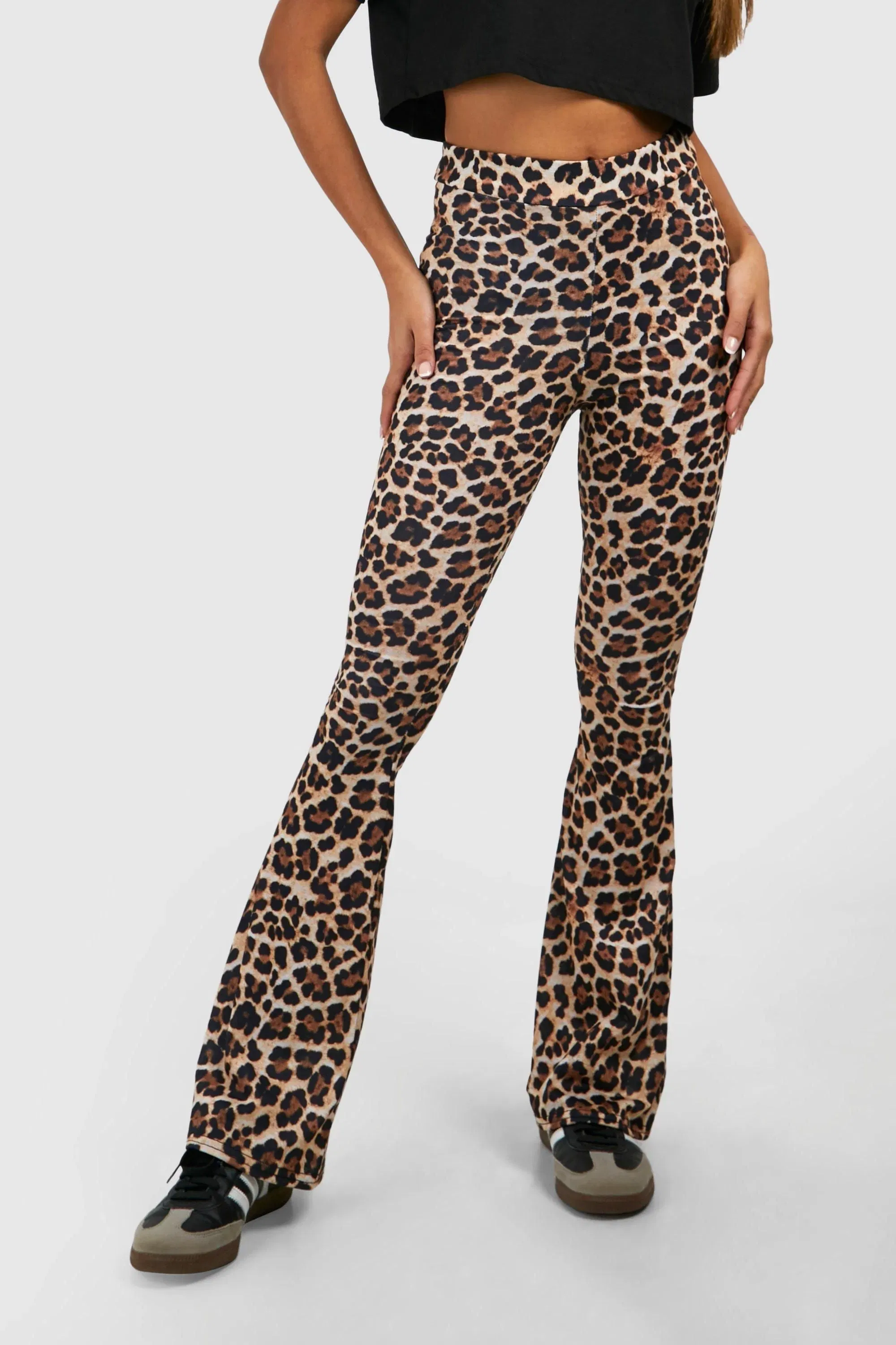 Leopard High Waist Basic Fit & Flare Trouser
