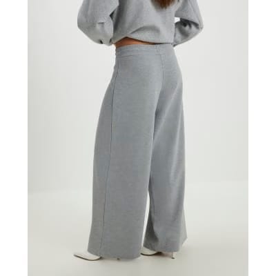 Grey Drawstring Wide Leg Trousers