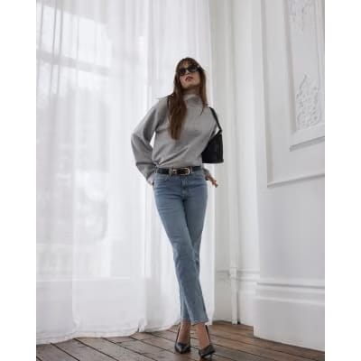 Blue Classic High Waisted Slim Fit Jeans