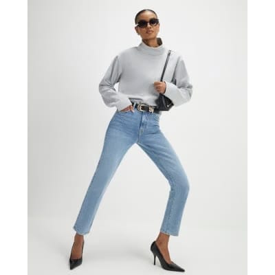 Blue Classic High Waisted Slim Fit Jeans