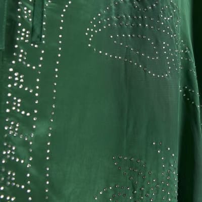 Green Embellished Kimono Top