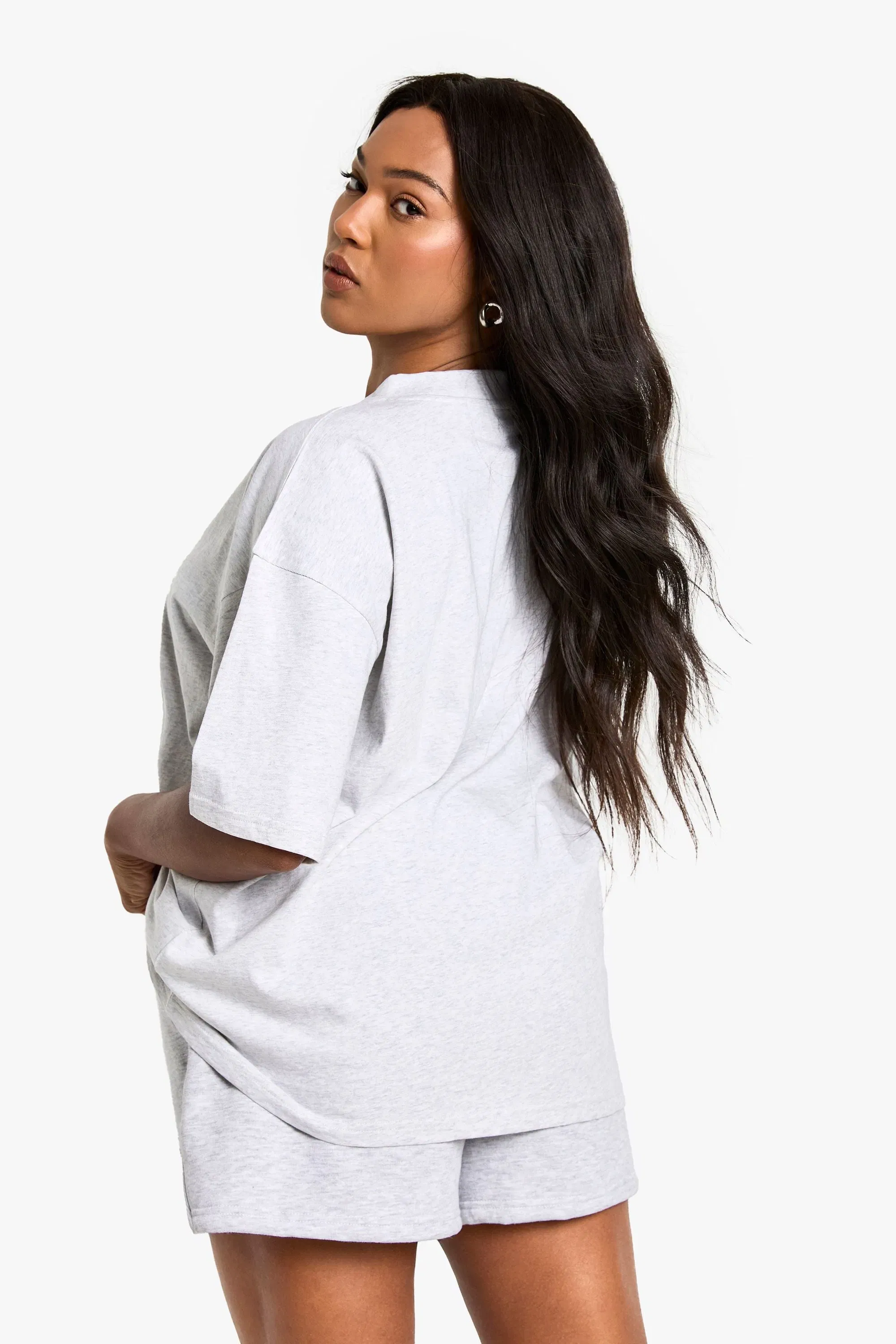 Plus Cotton Oversized V Neck T-Shirt