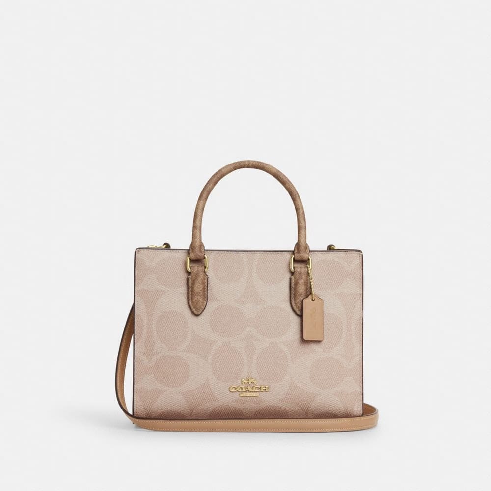 Maggie Small Tote Bag In Blocked Signature Canvas