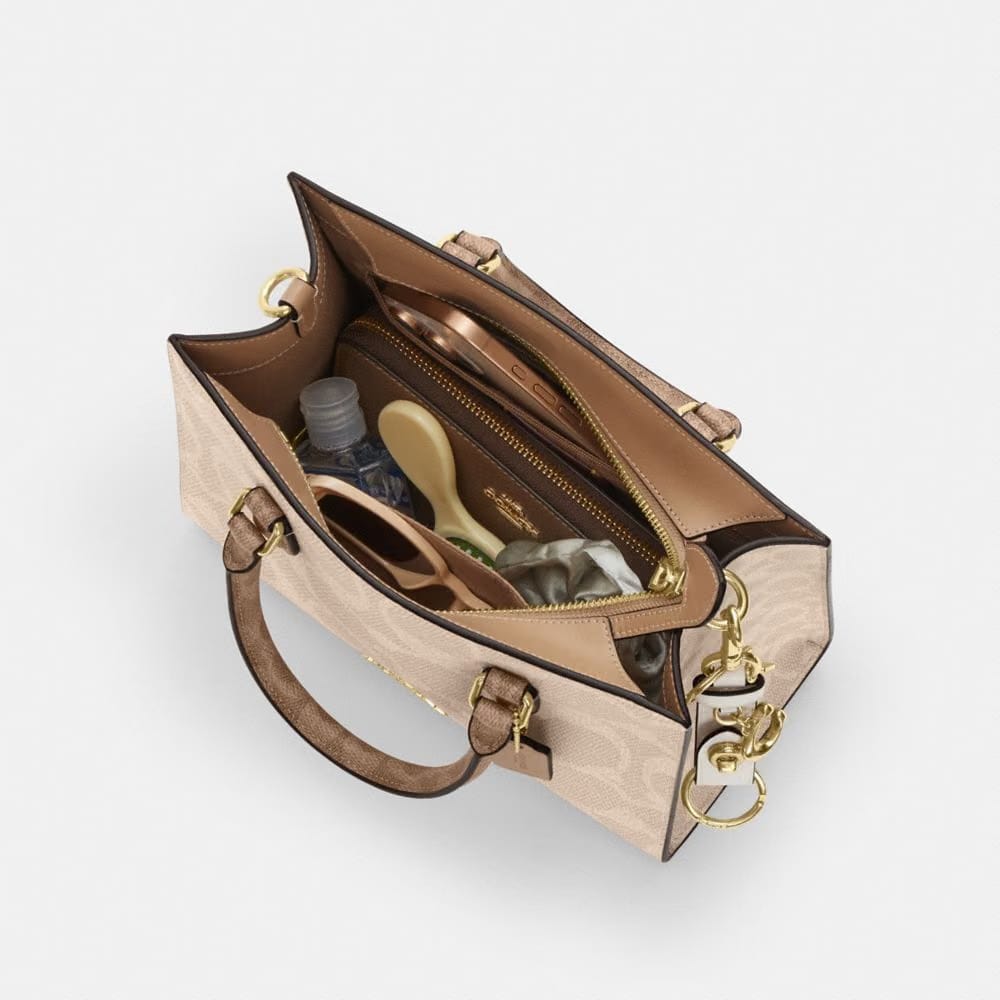 Maggie Small Tote Bag In Blocked Signature Canvas
