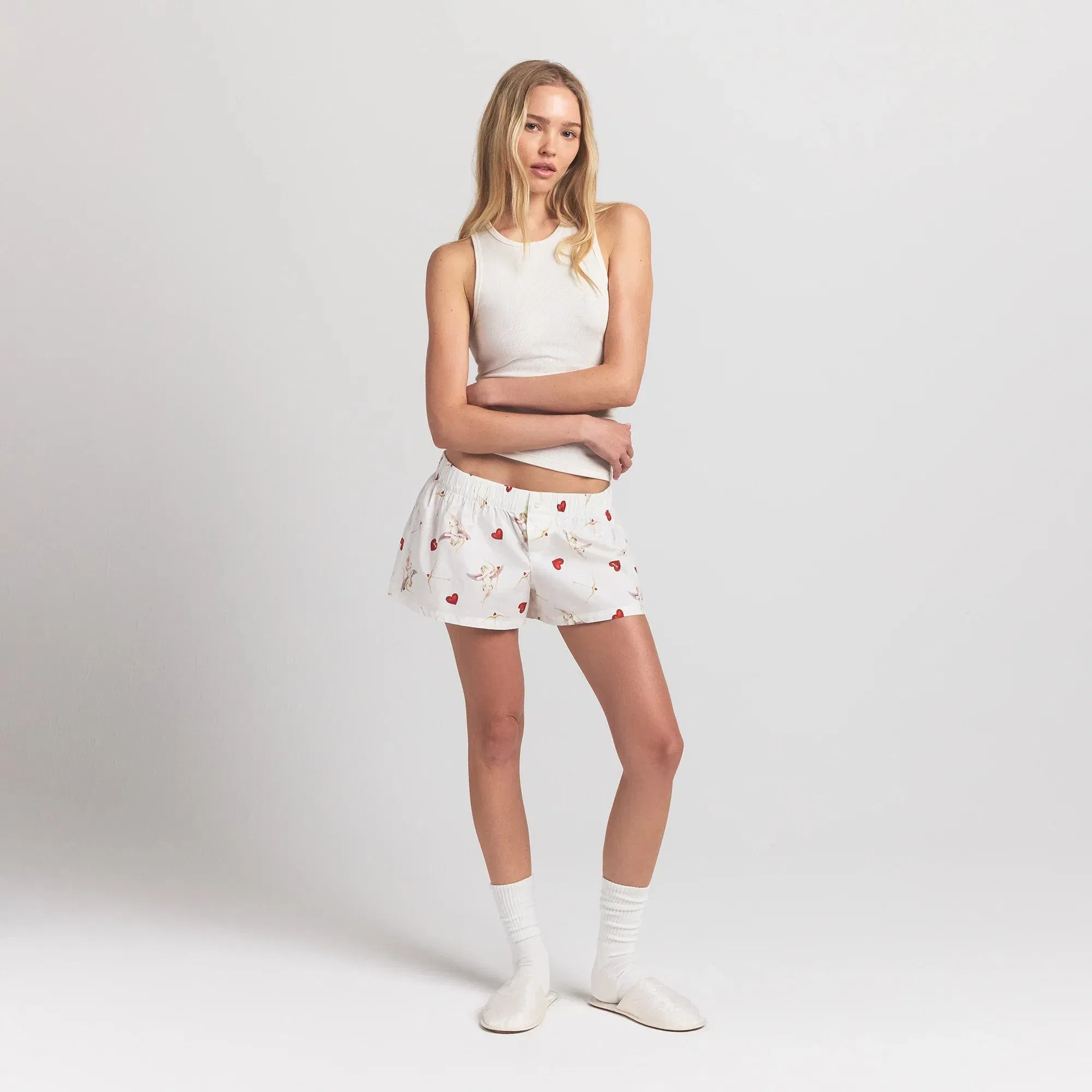 COTTON POPLIN BOXER SLEEP SET | MARBLE CHERUB PRINT