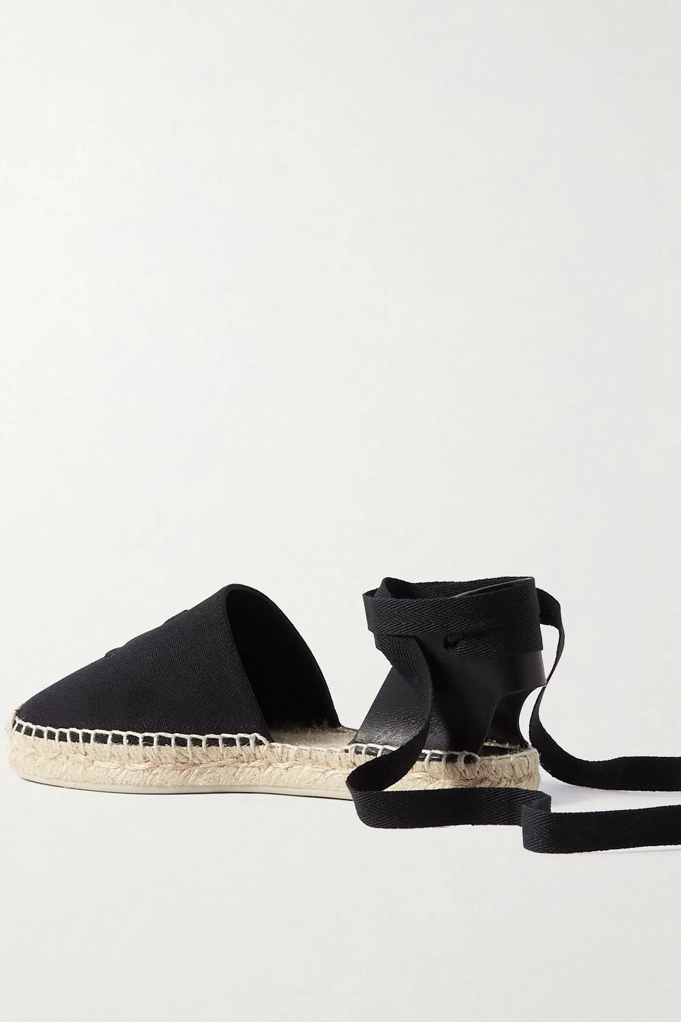 Christian Louboutin Nanou Lace Tie-Detailed Grosgrain-Trimmed Leather And Canvas Espadrilles Black Women's