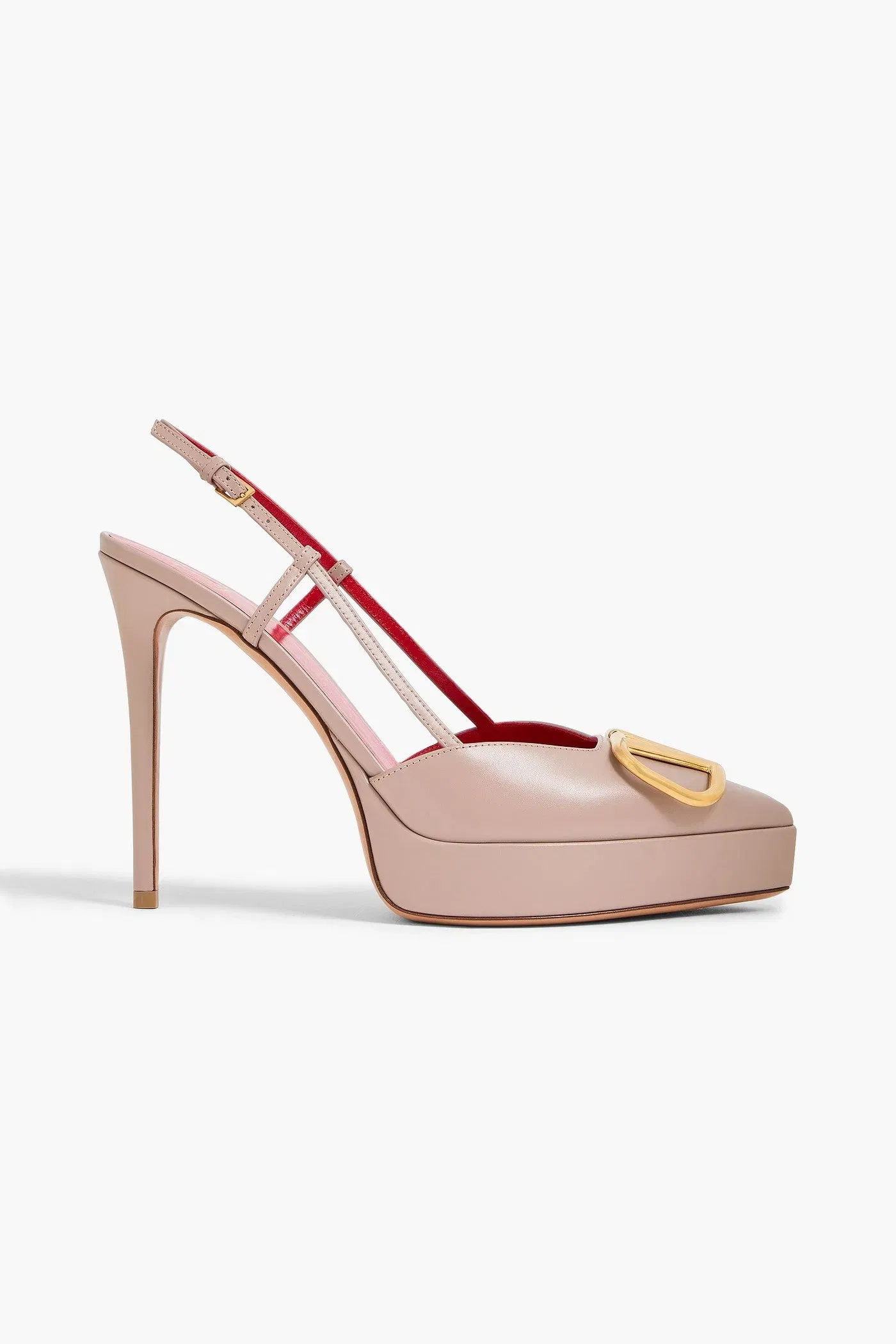 Valentino Garavani Vlogo Leather Platform Slingback Pumps Neutral Women's