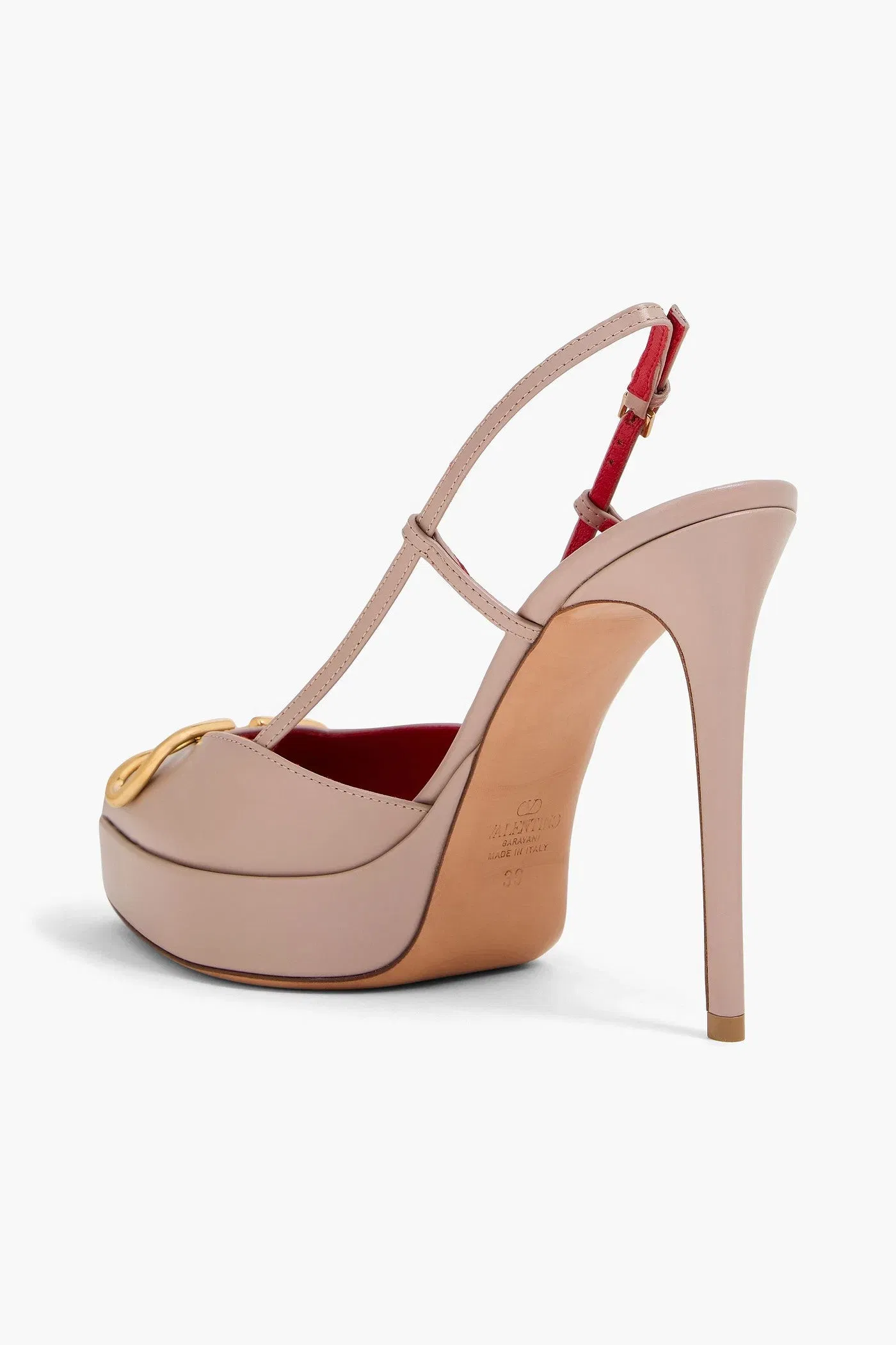 Valentino Garavani Vlogo Leather Platform Slingback Pumps Neutral Women's
