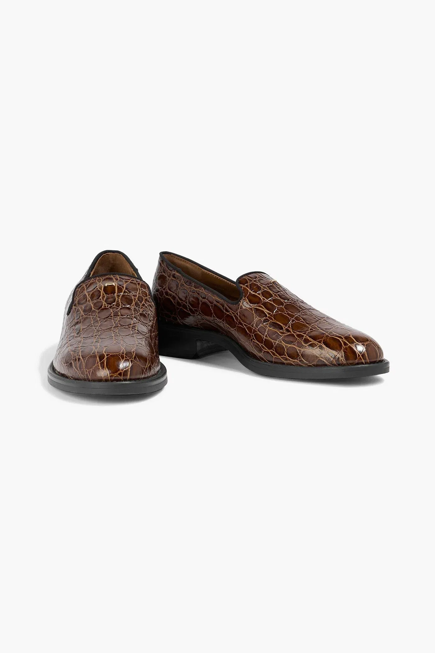 Giuseppe Zanotti Dories Croc-Effect Leather Loafers Brown Women's