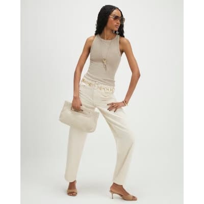 Beige Rib Cami Top