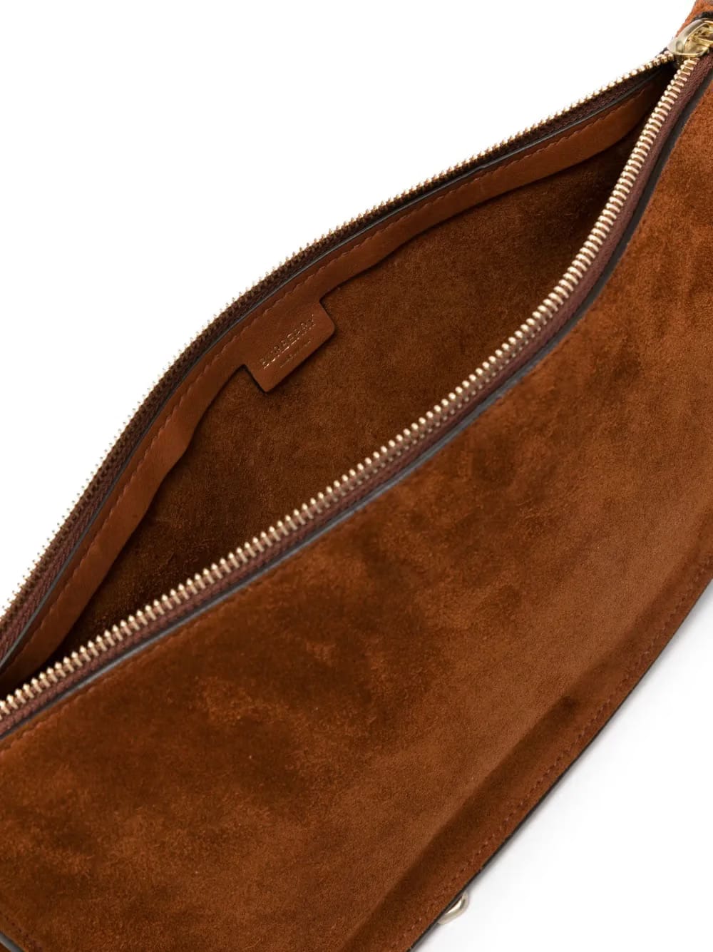 Shield Sling suede shoulder bag