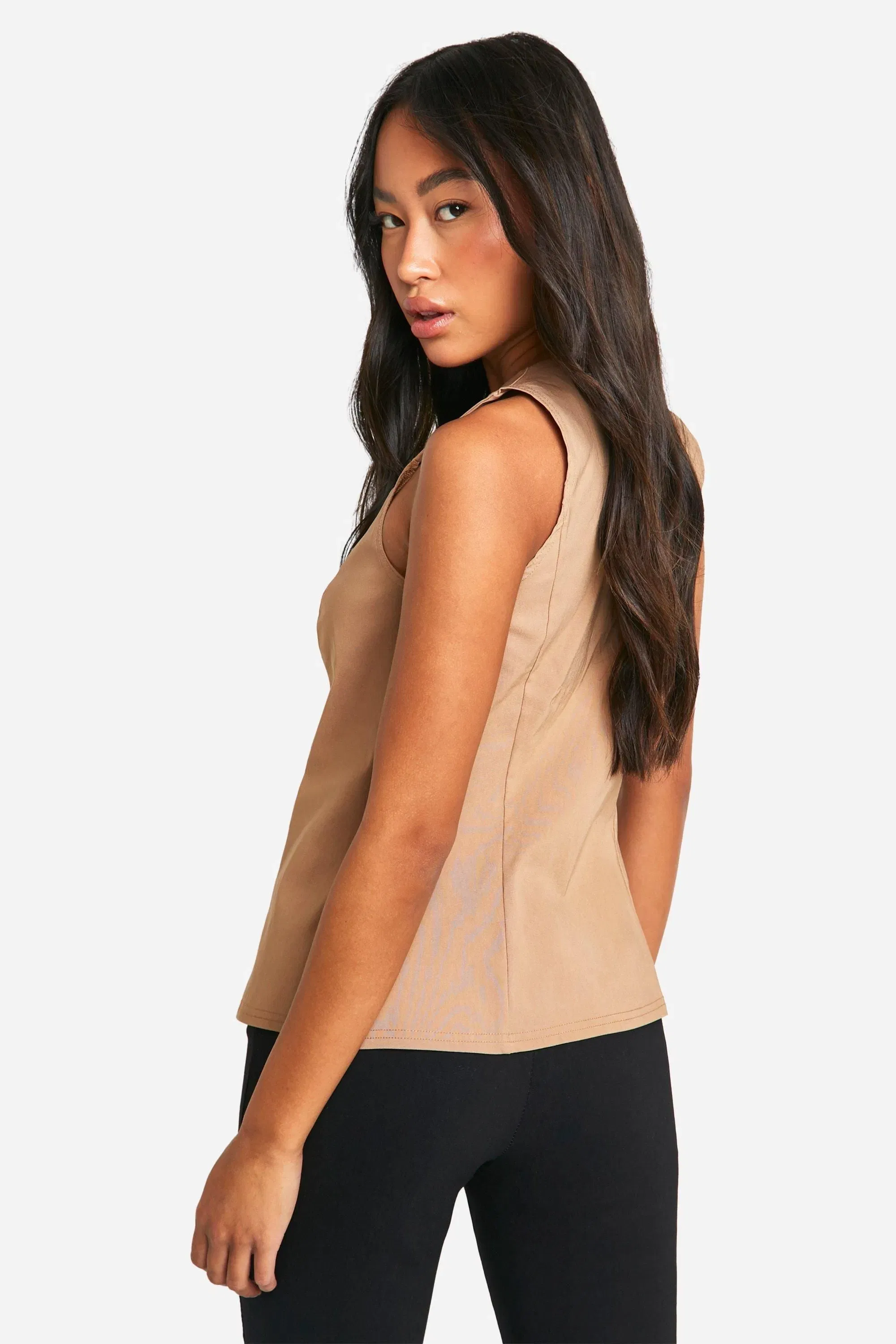 Self Fabric Button Front Waistcoat