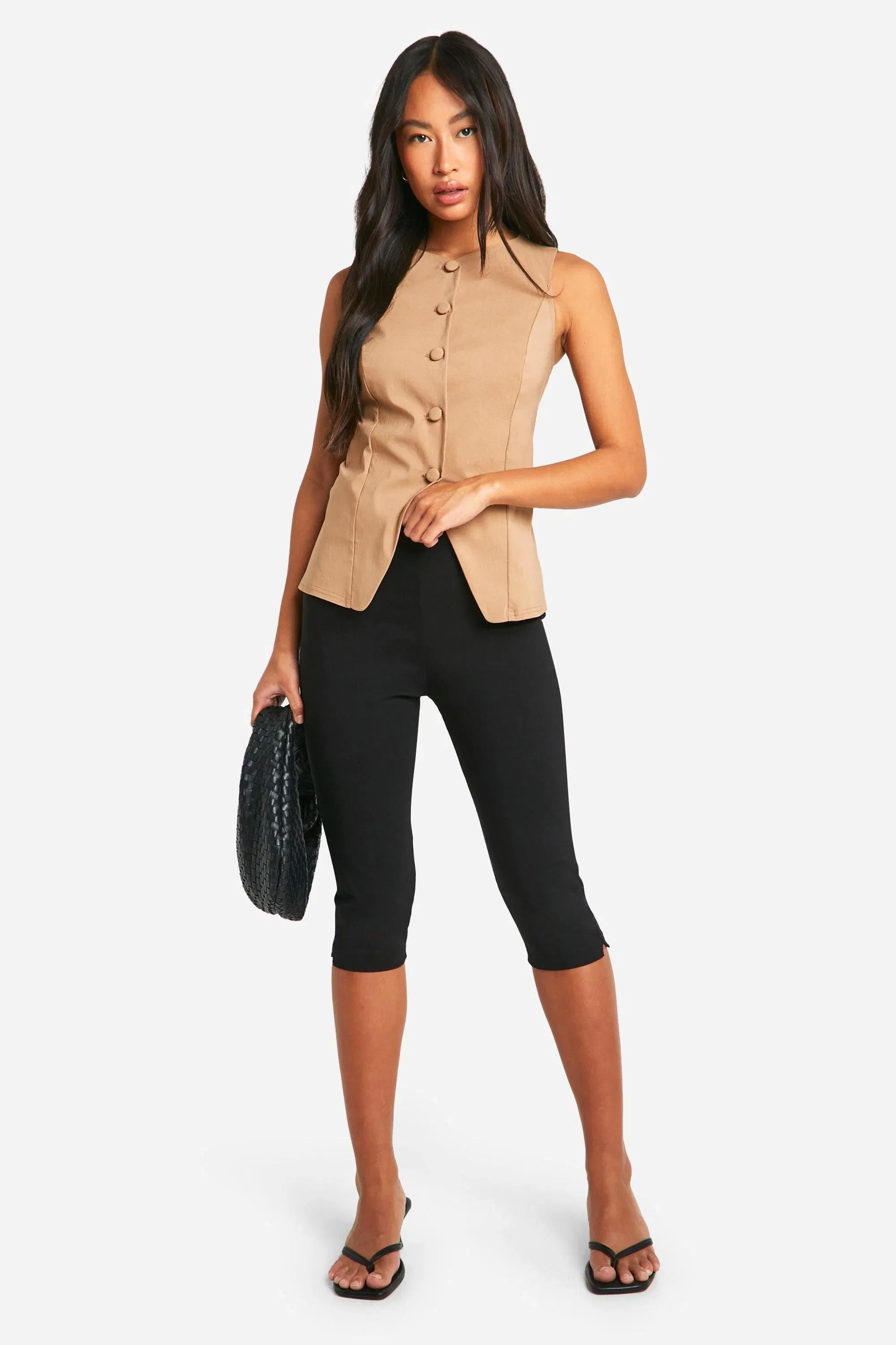 Self Fabric Button Front Waistcoat
