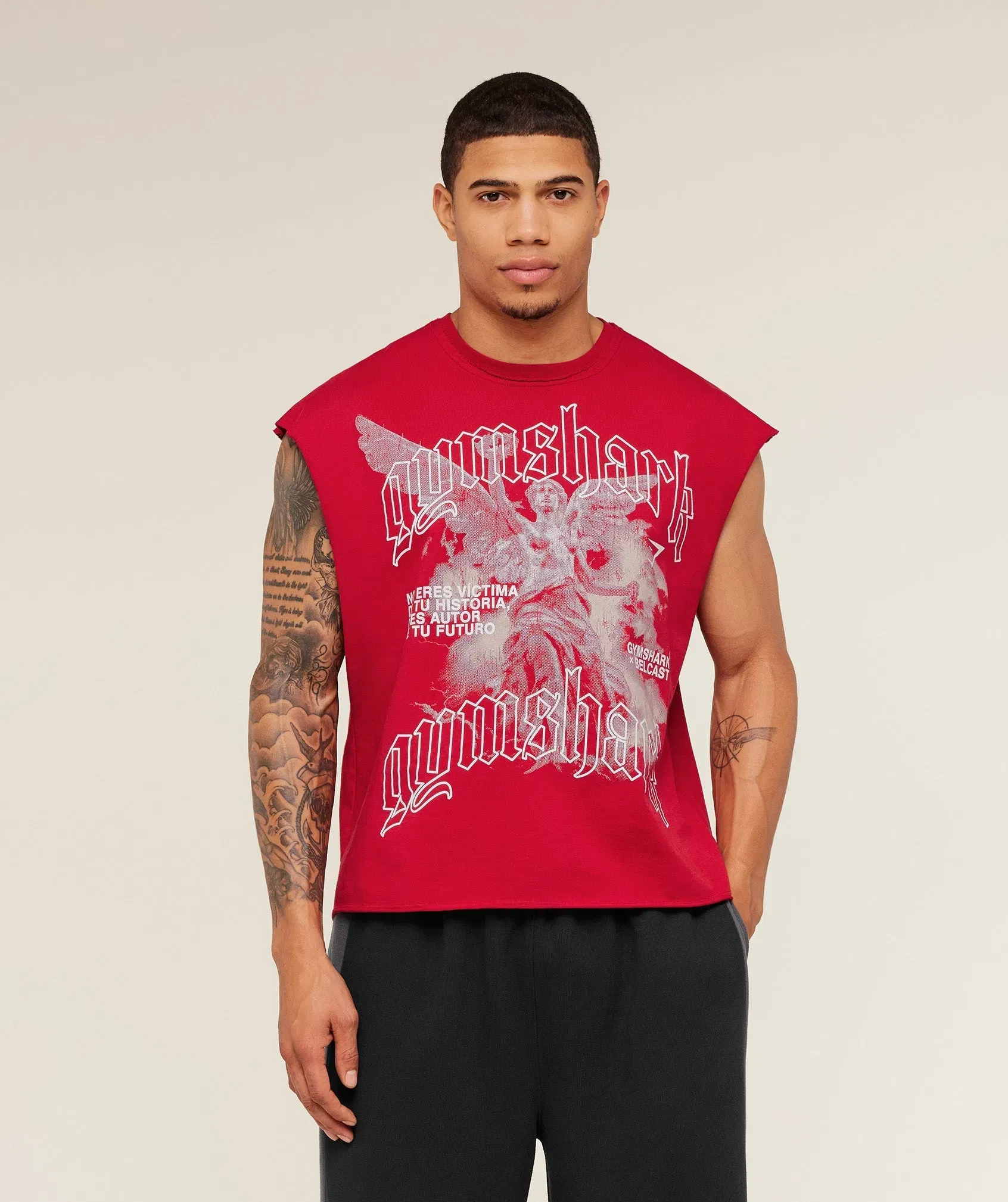 Gymshark x Carlos Belcast Cut off T-Shirt - Carmine Red