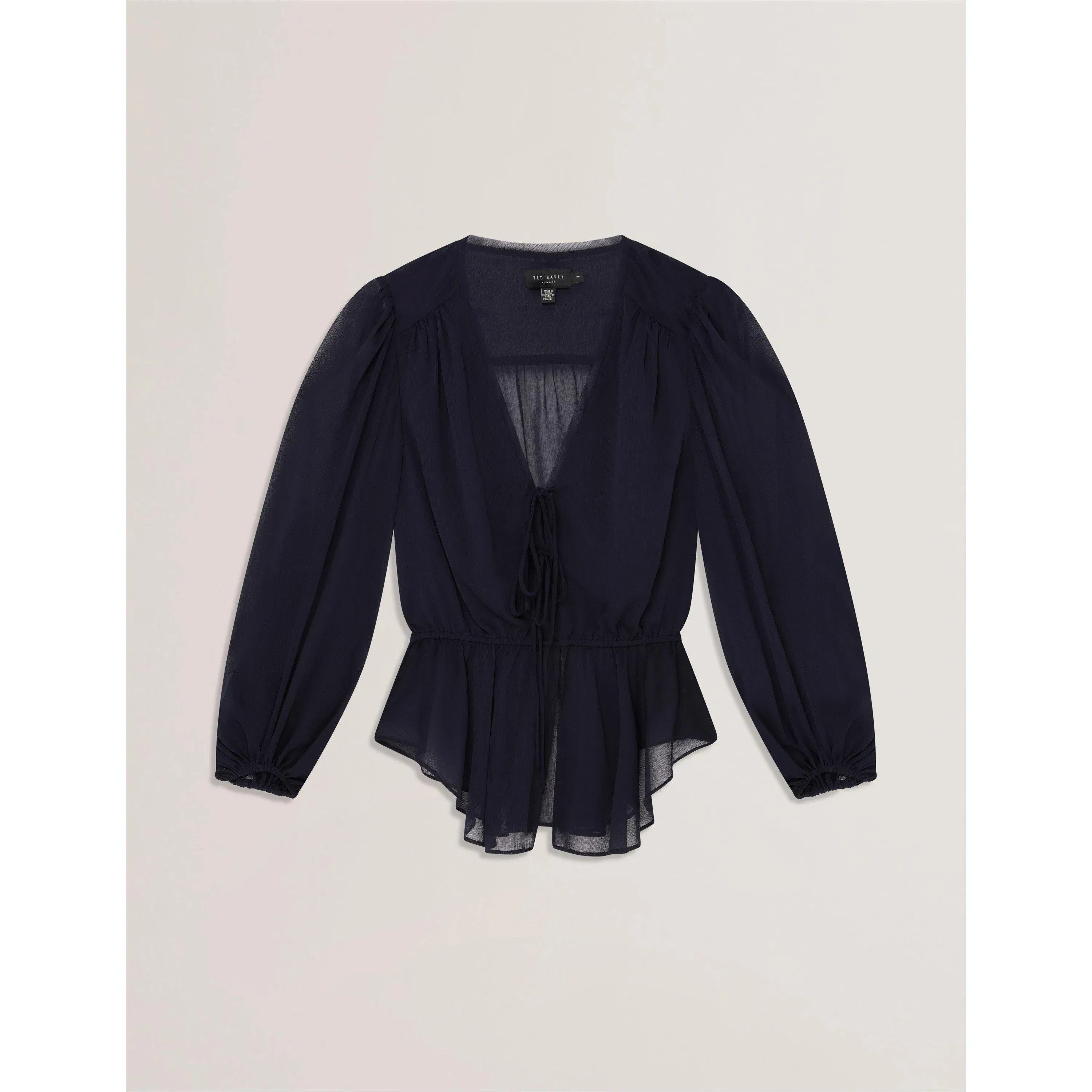 Woven Print Long-Sleeve Blouse