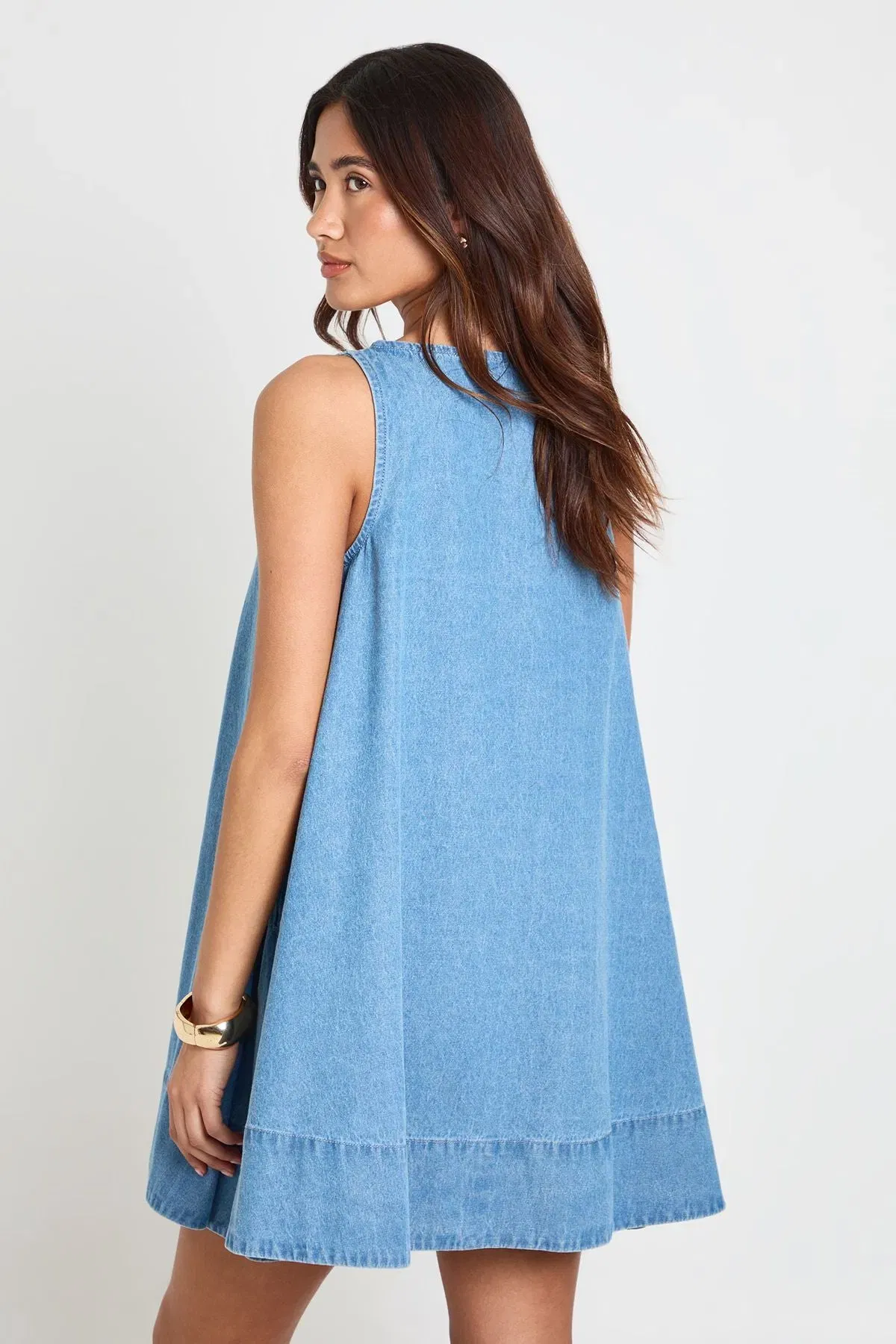 Chambray Racer Swing Dress