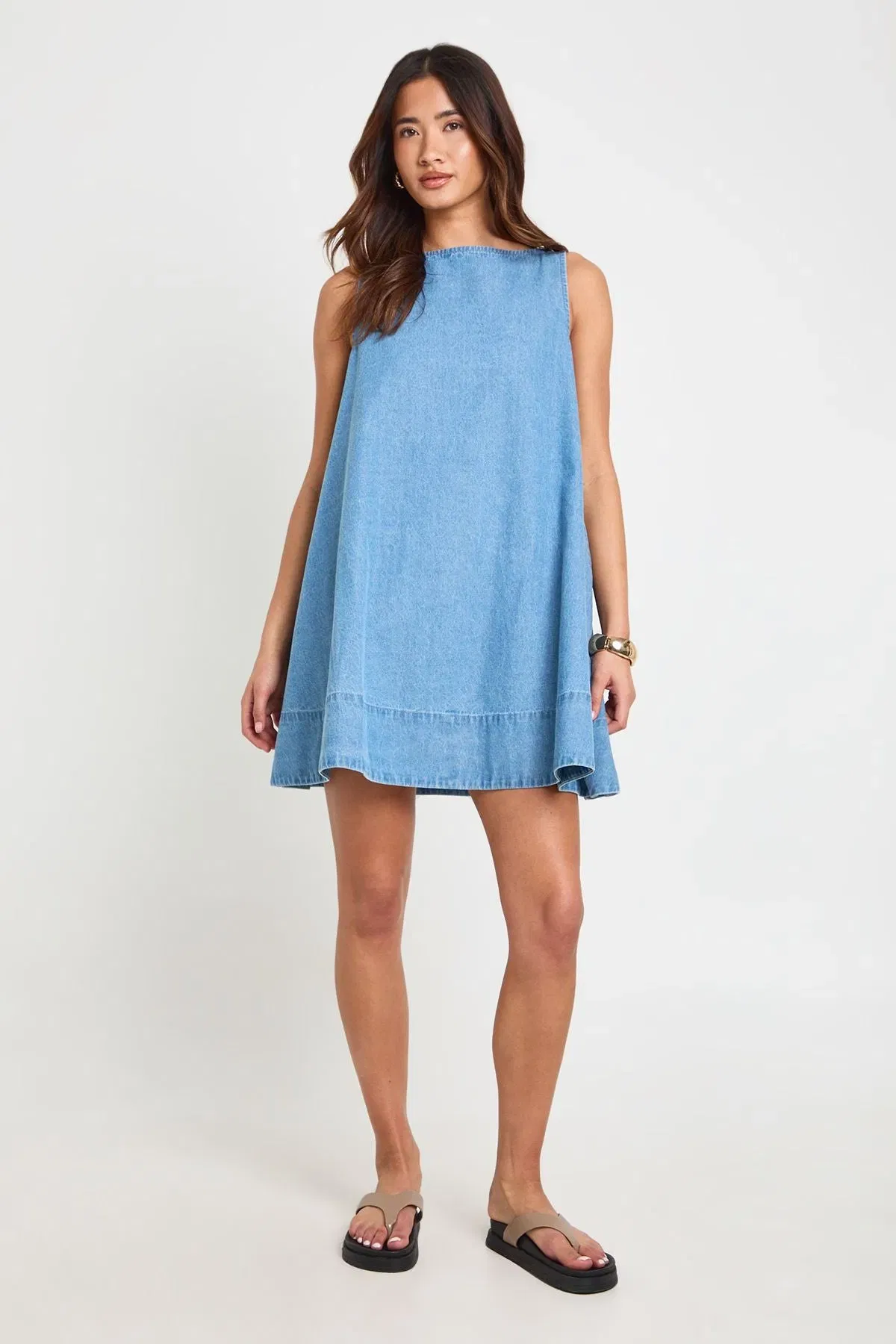 Chambray Racer Swing Dress