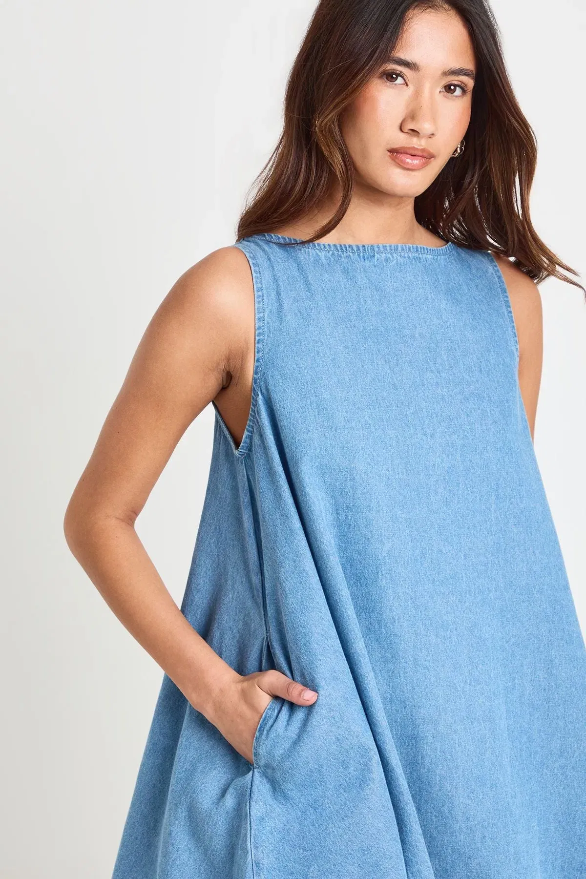 Chambray Racer Swing Dress