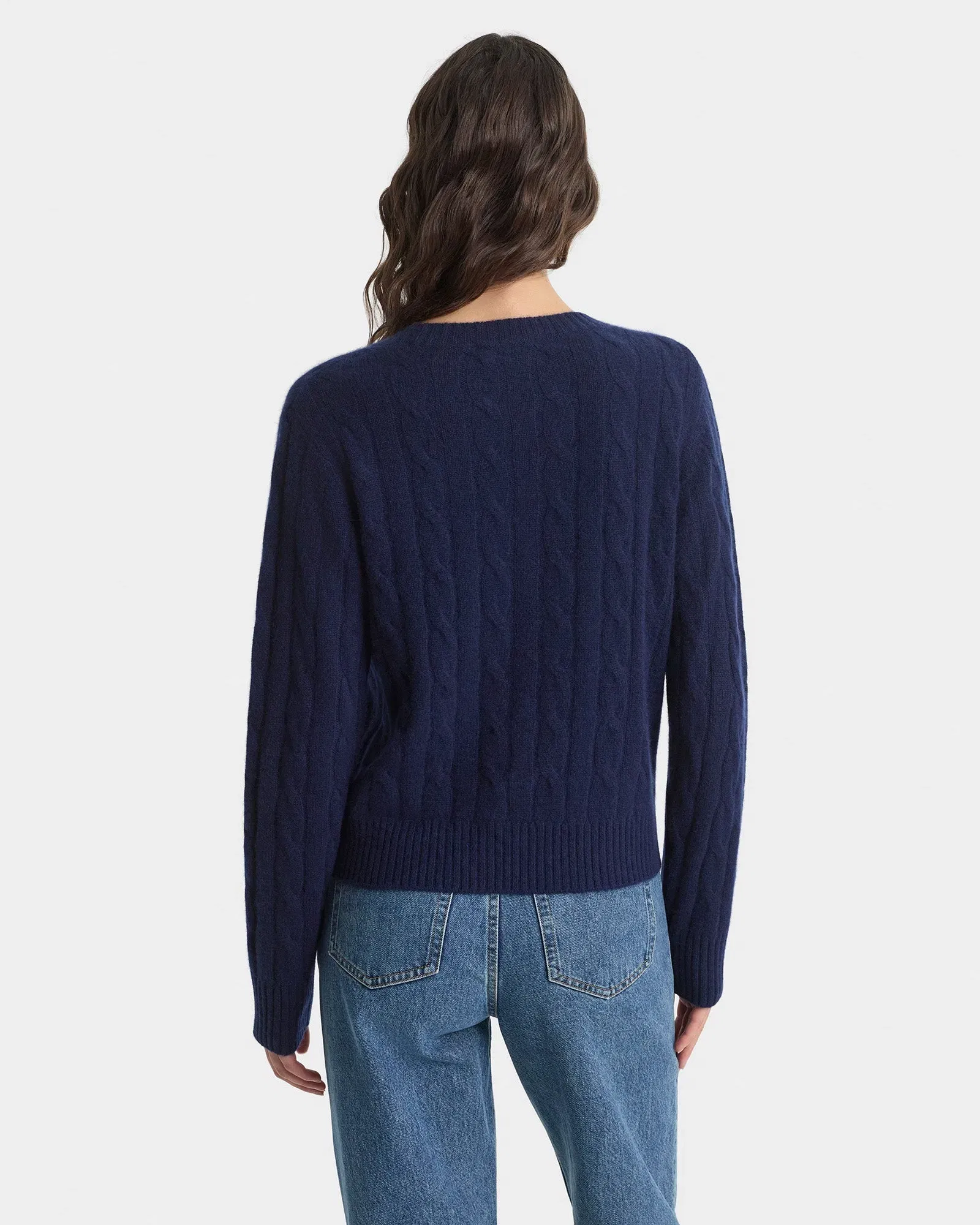 SRC Cableknit Cashmere Sweater - Navy