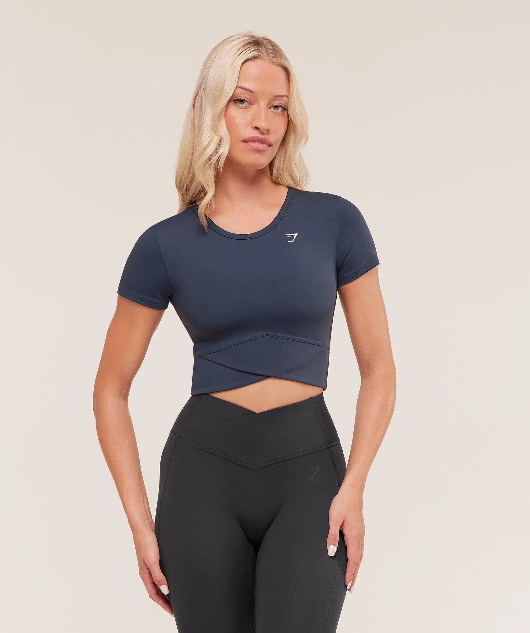 Gymshark Crossover Midi Top with Shelf - Heavy Blue