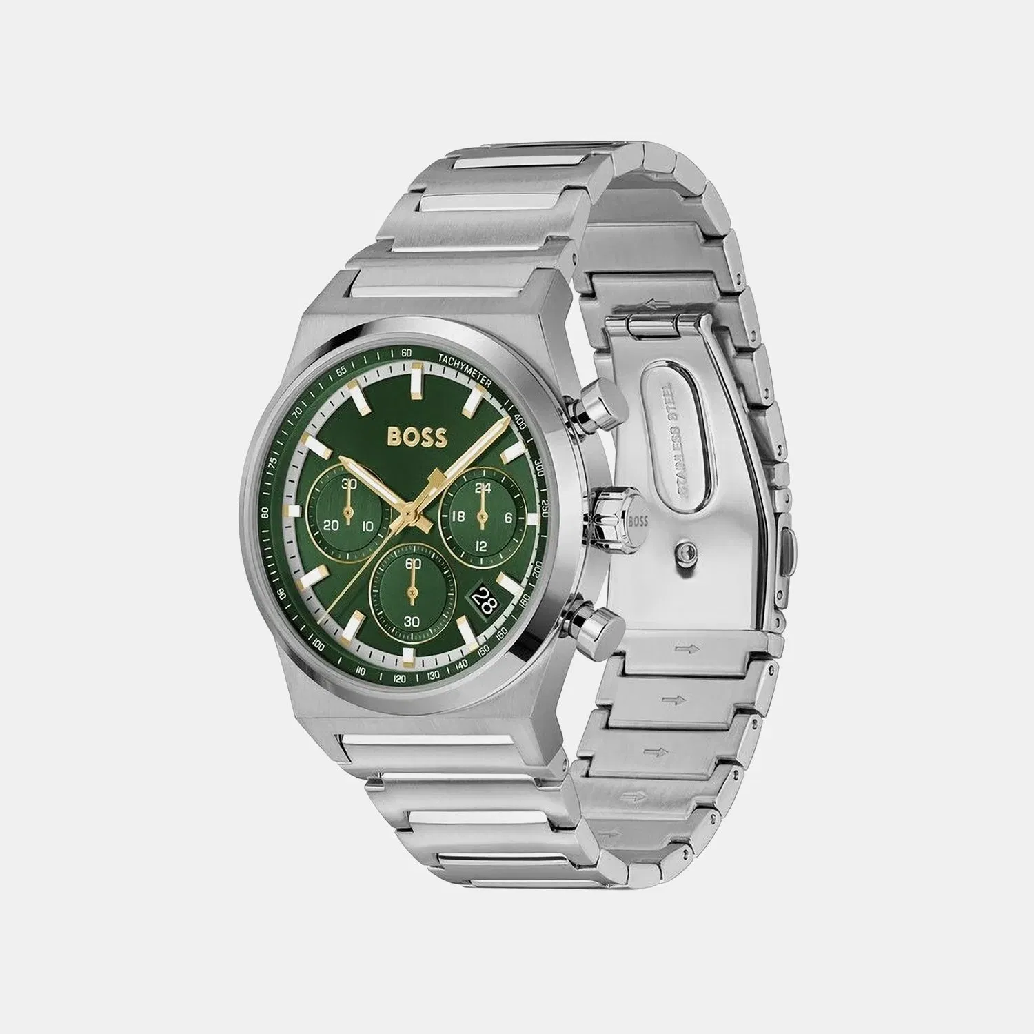 Boss Candor Chrono Men Quartz Green Dial Chronograph Stainless Steel Watch 1514220