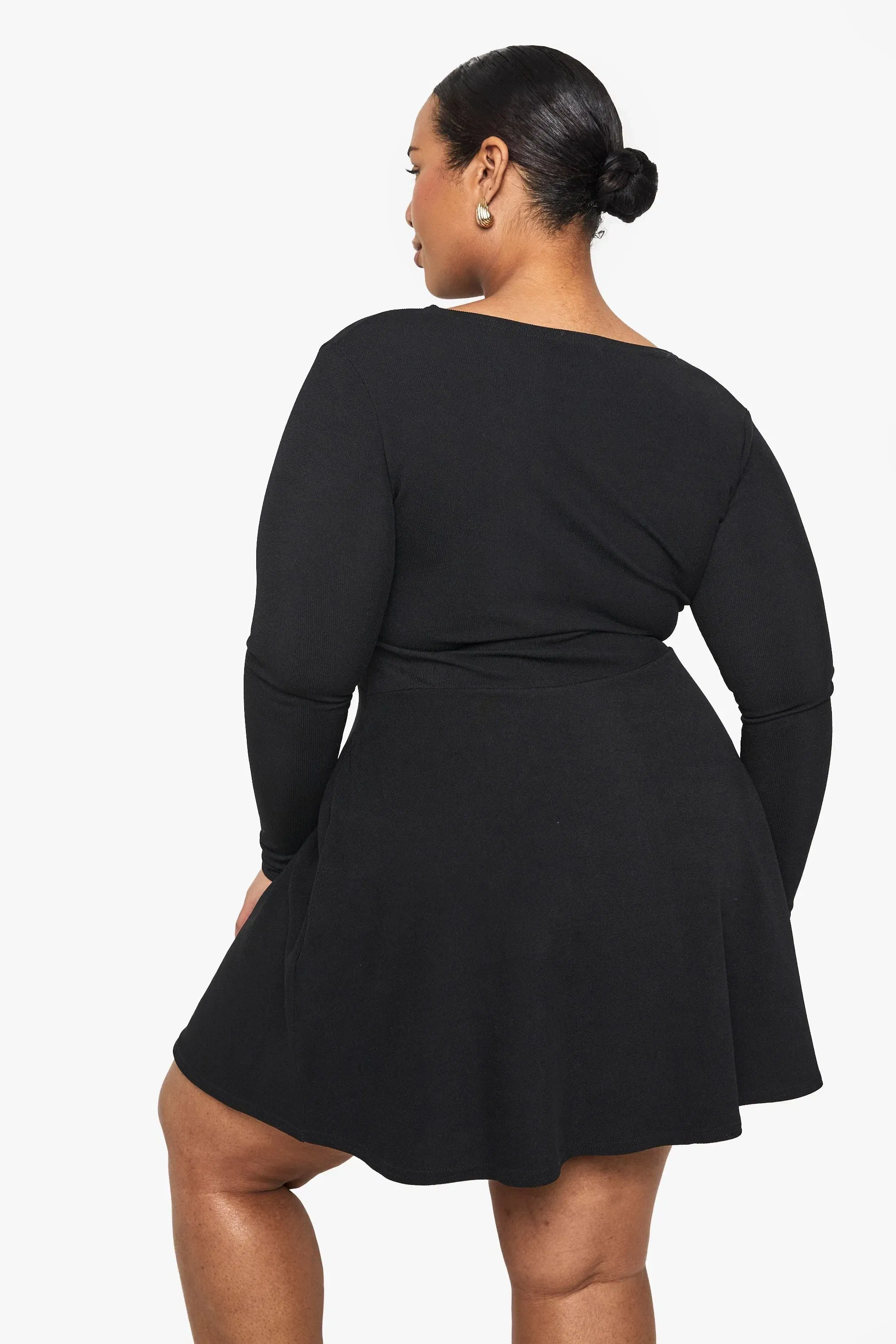 Plus Rib Button Down Mini Skater Dress