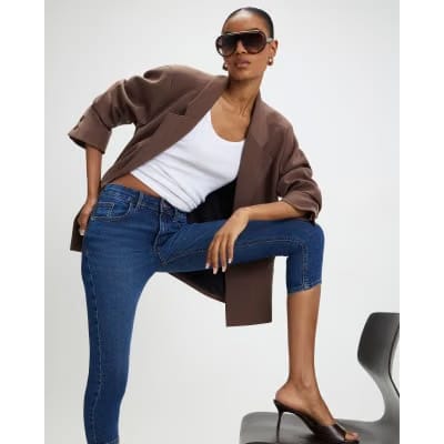 Blue Skinny Fit Capri Jeans