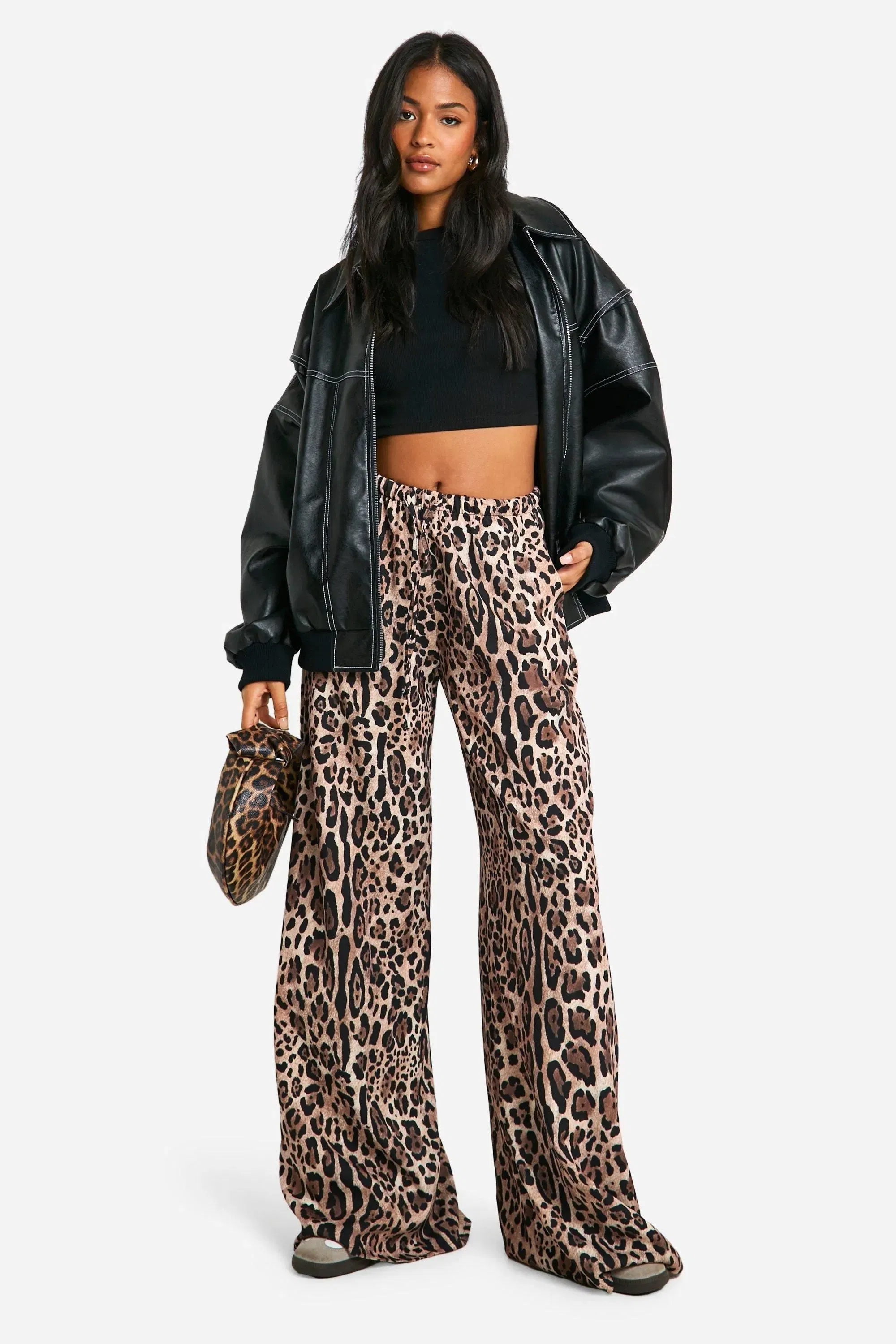 Tall Animal Print Wide Leg Trouser