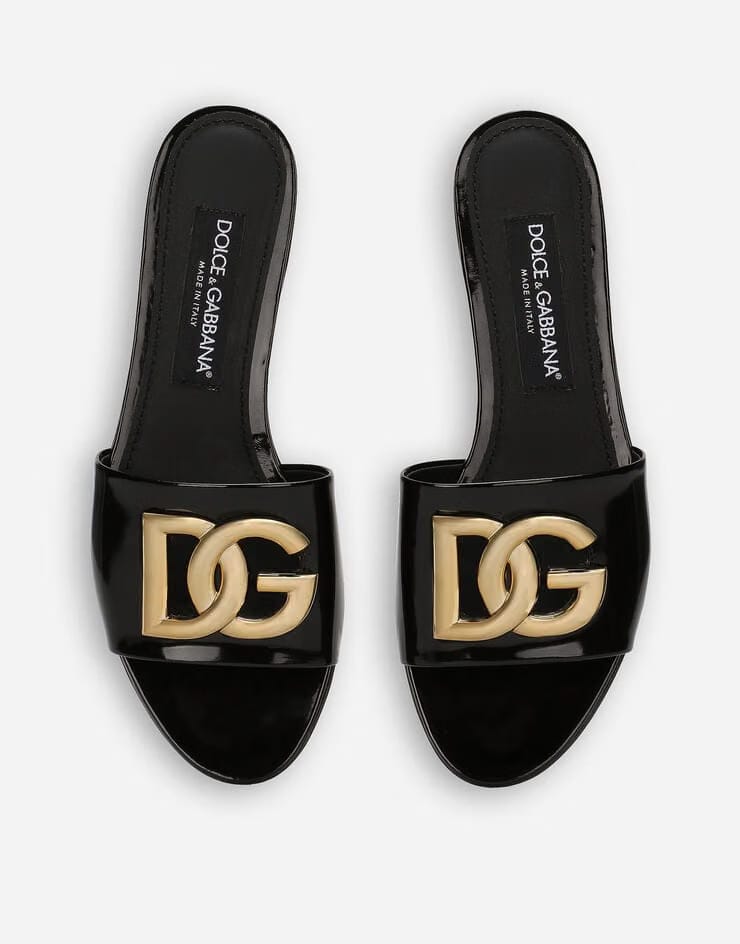 Polished calfskin sliders