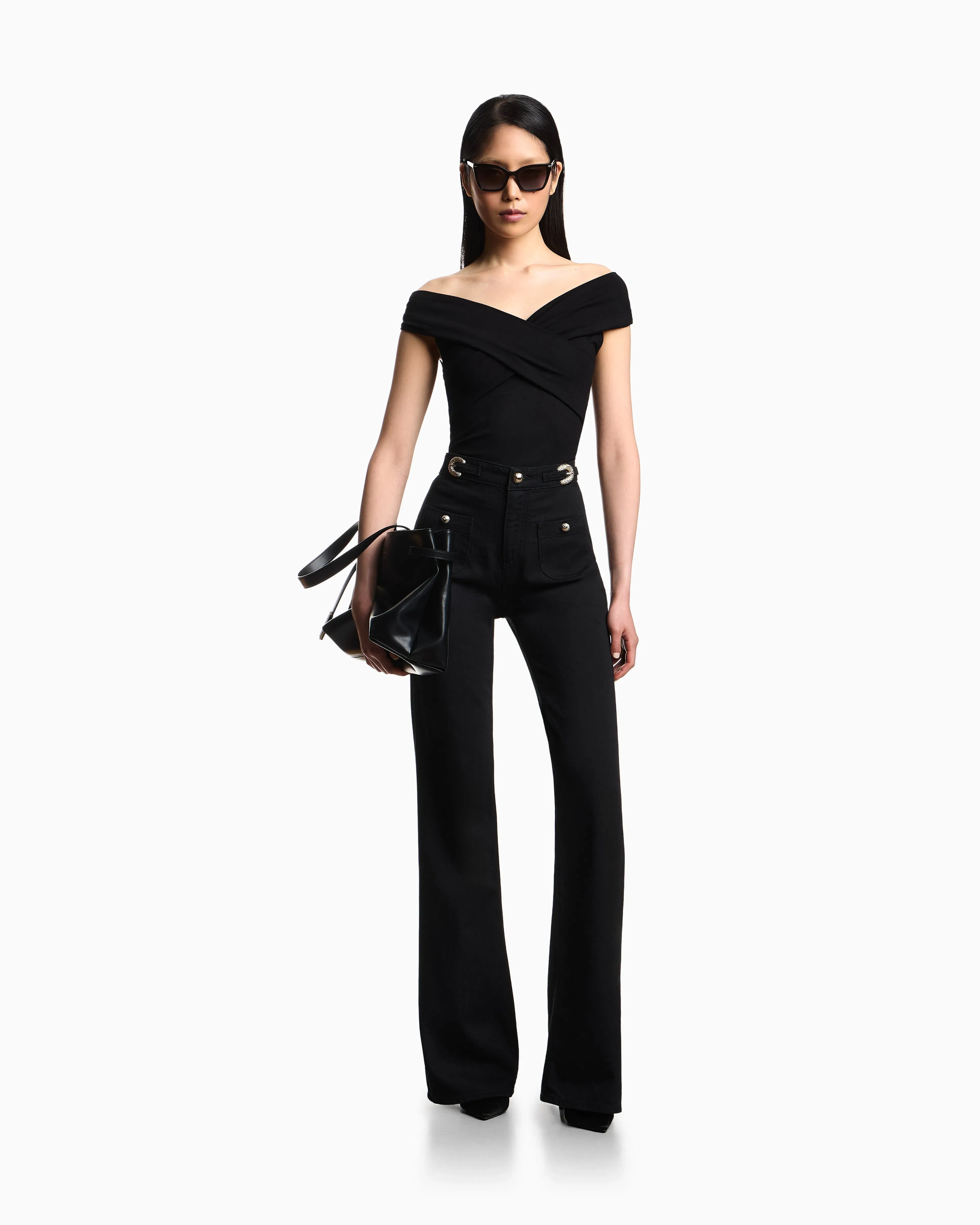 Emporio Armani Criss-crossed, stretch-jersey top