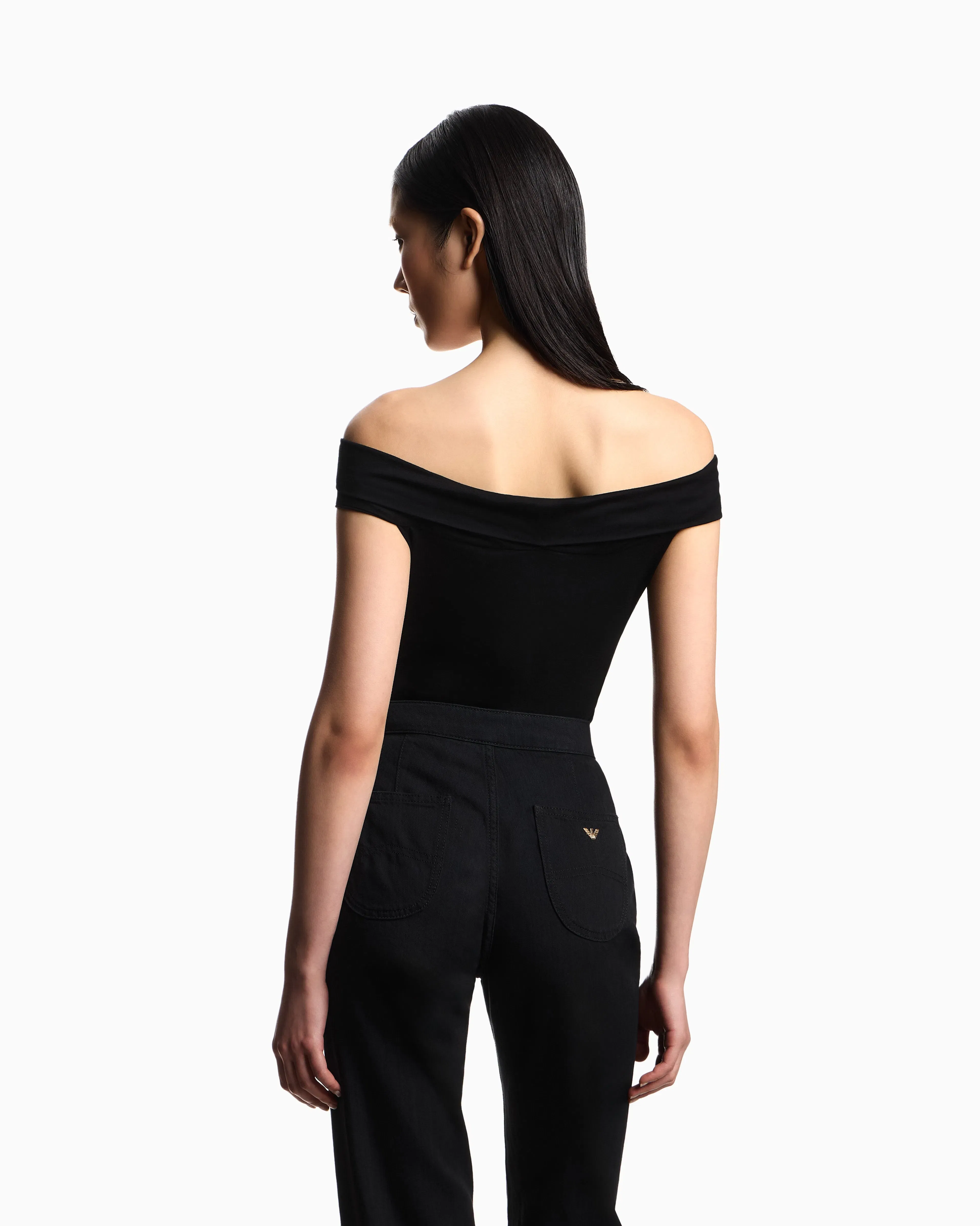 Emporio Armani Criss-crossed, stretch-jersey top