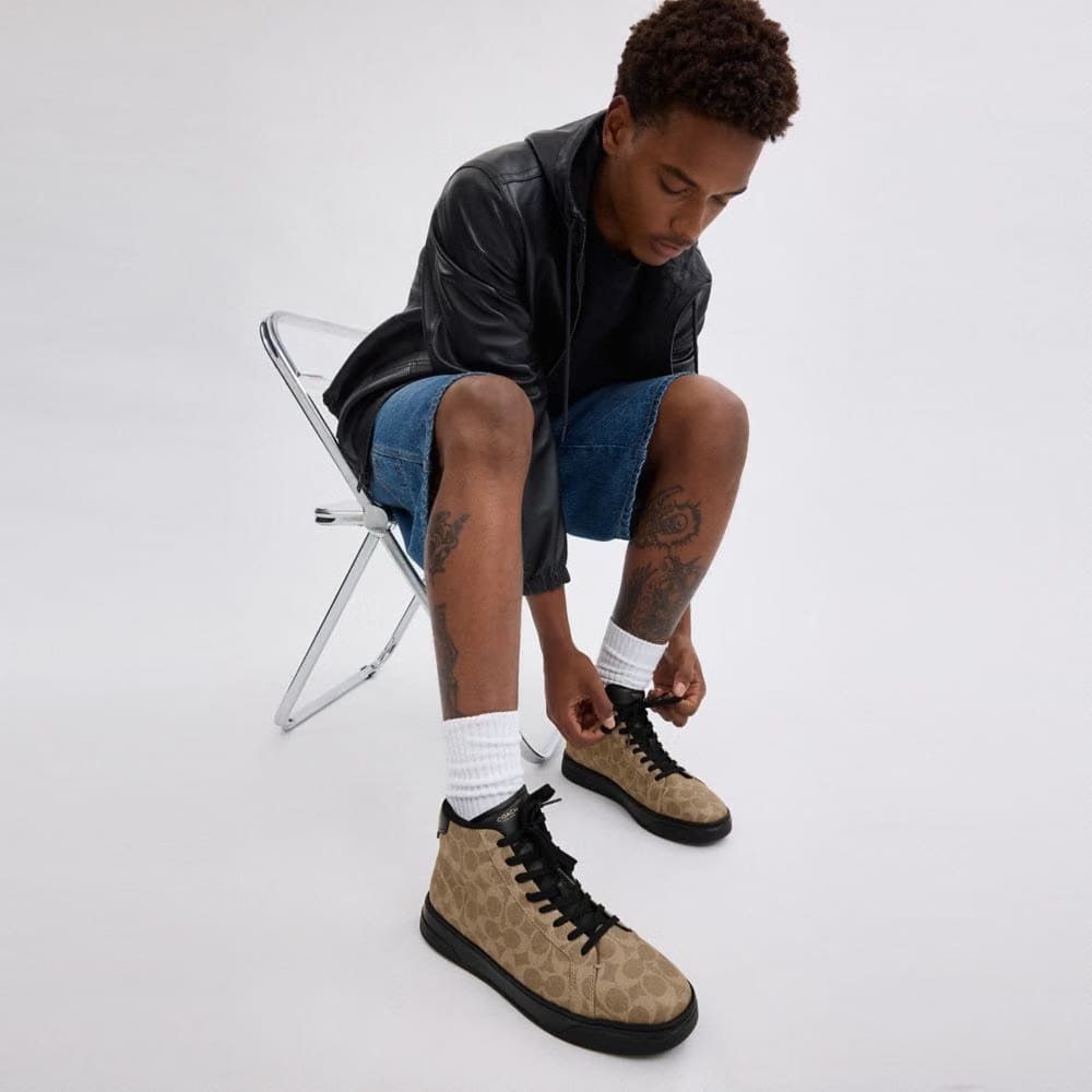High Line High Top Sneaker In Signature Canvas