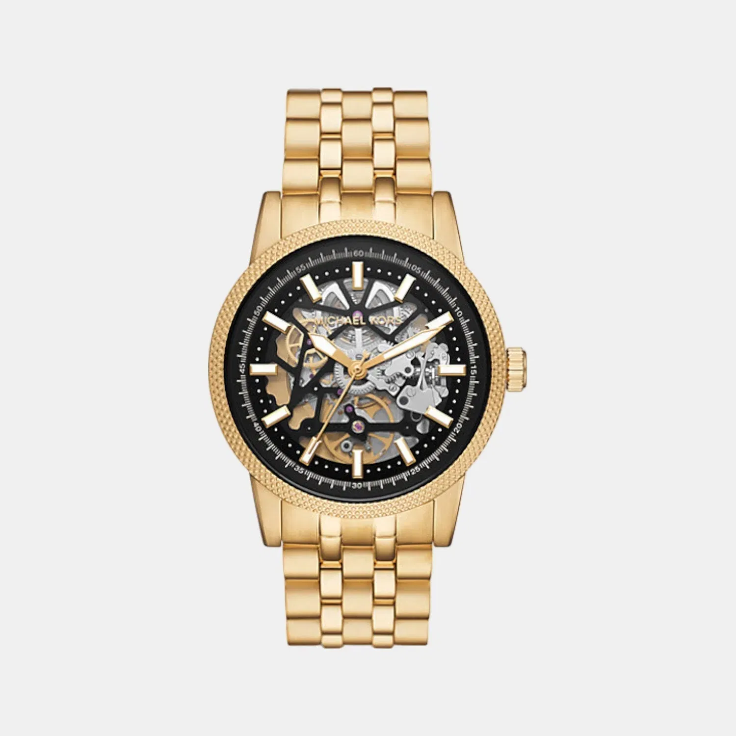 Michael Kors Hutton Men Automatic Black Dial Analog Stainless Steel Watch Mko1075