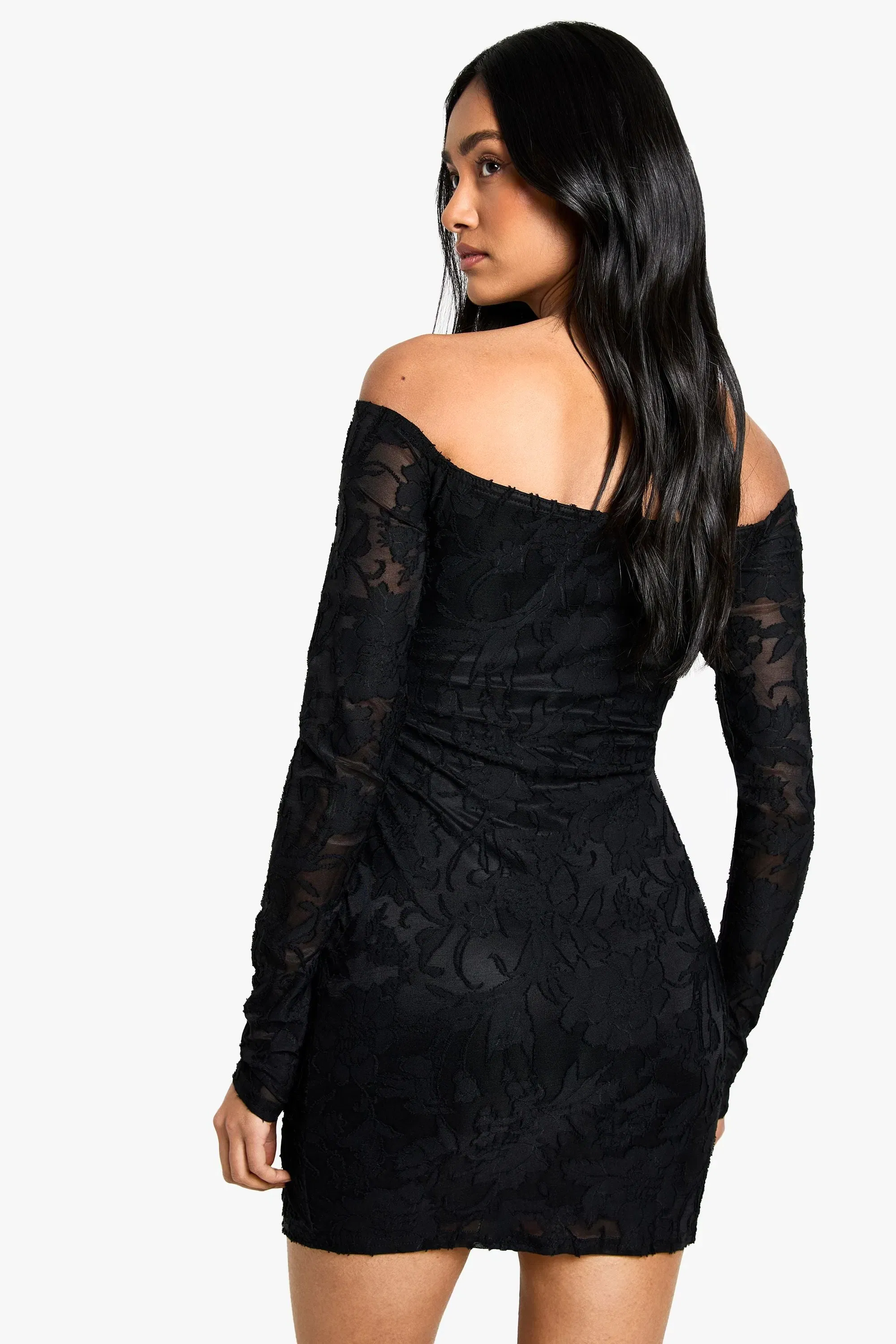 Tall Burnout Bardot Twist Wrap Mini Dress