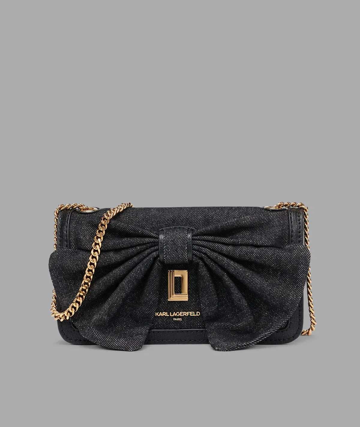 KarlLagerfeld Kosette denim shoulder bag with bow blk denim