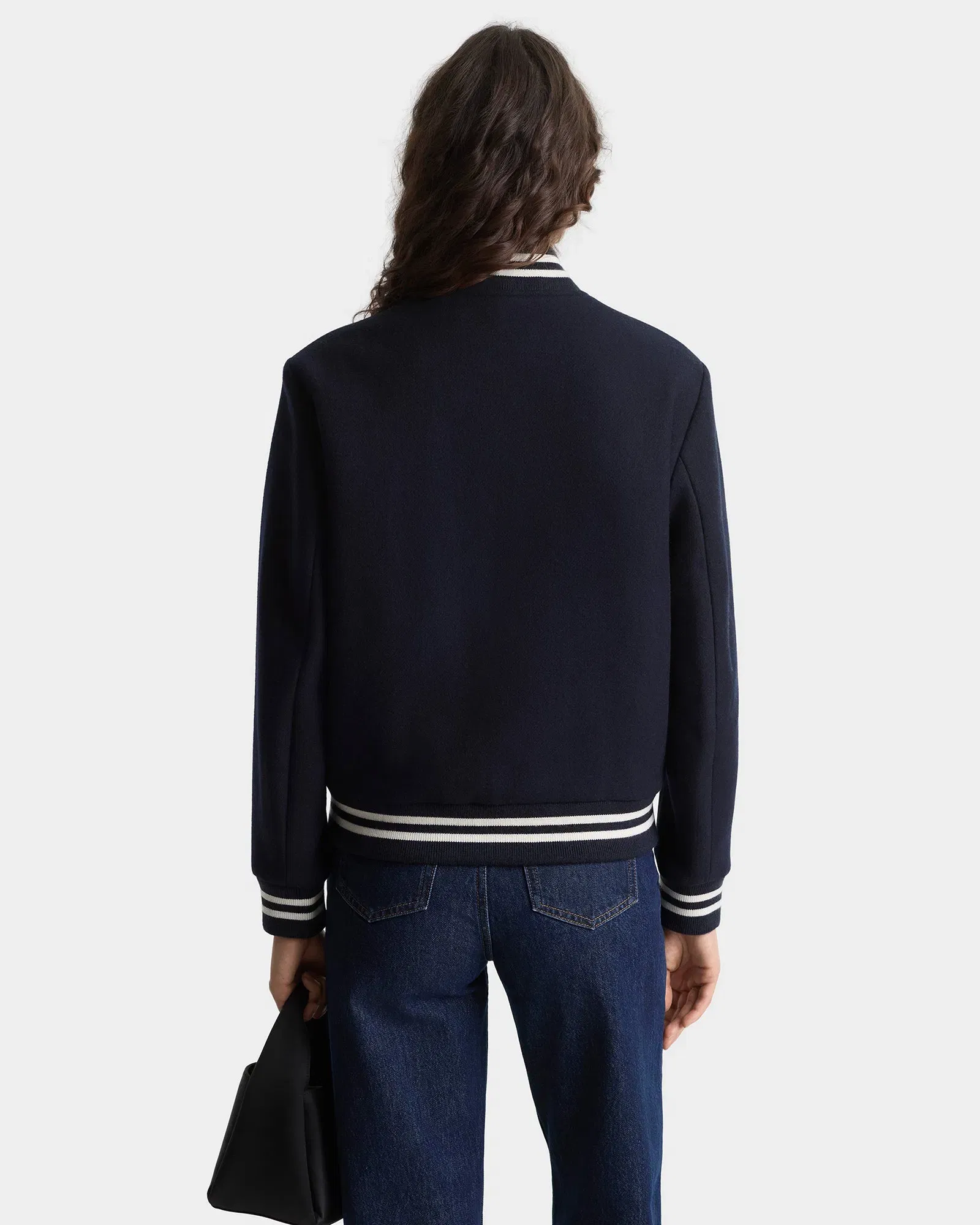 BH Crest Wool Varsity Jacket - Navy/White