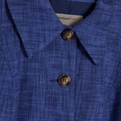 Navy Linen Look Tailored Bomber Jacket