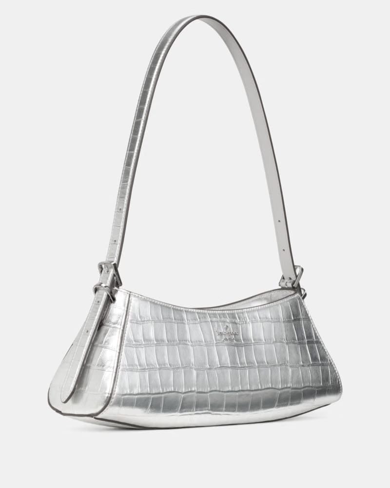 Frankie Metallic Croc Embossed Small East West Shoulder