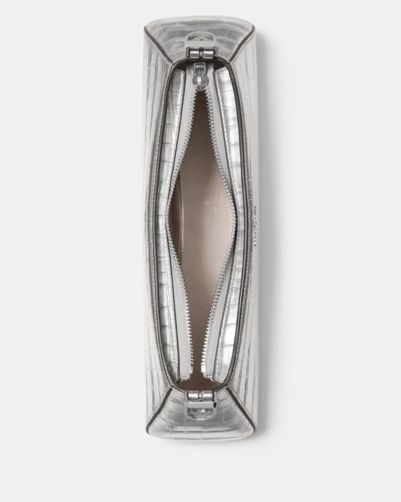 Frankie Metallic Croc Embossed Small East West Shoulder