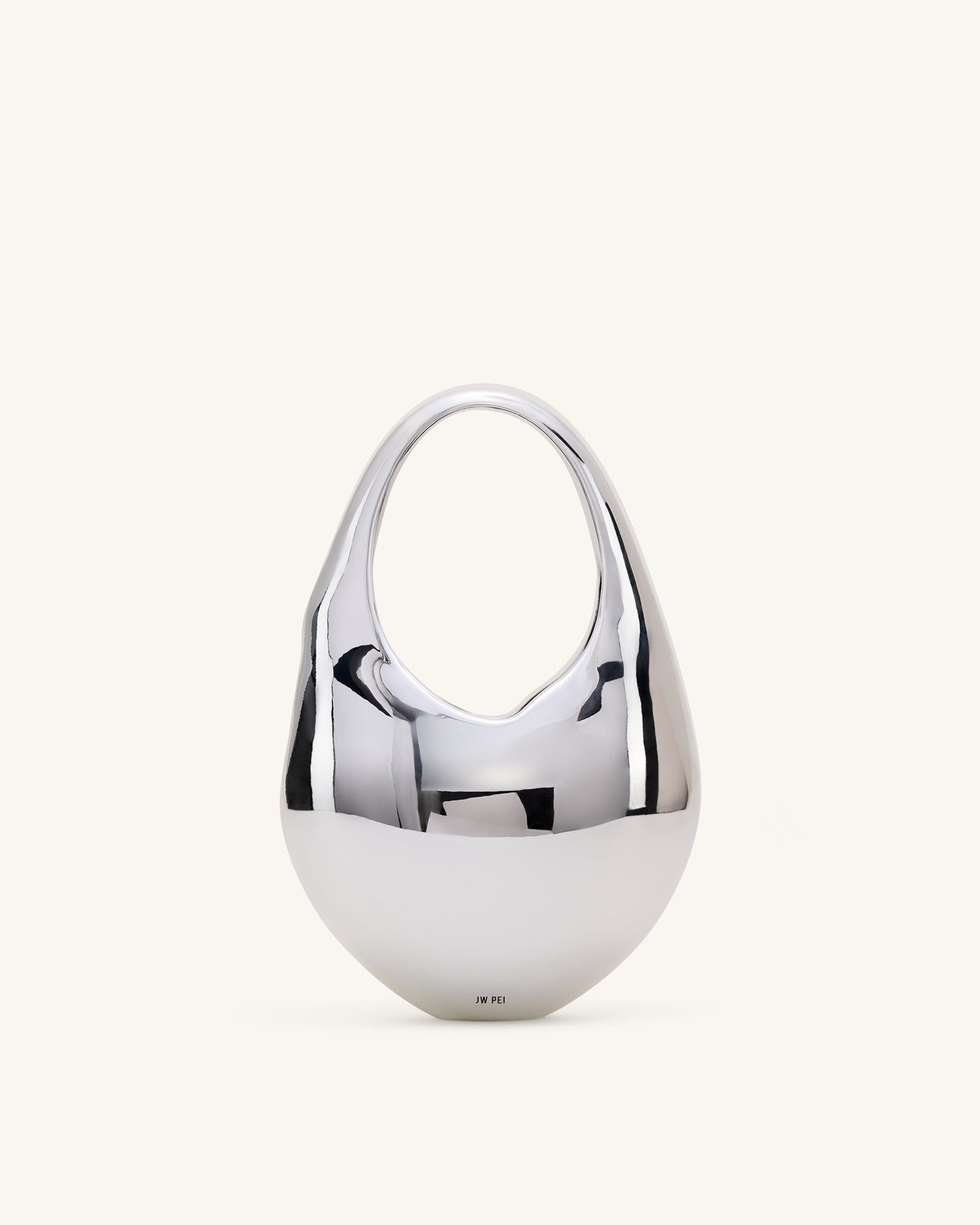 Lillian Face Crescent Top Handle Bag - Silver