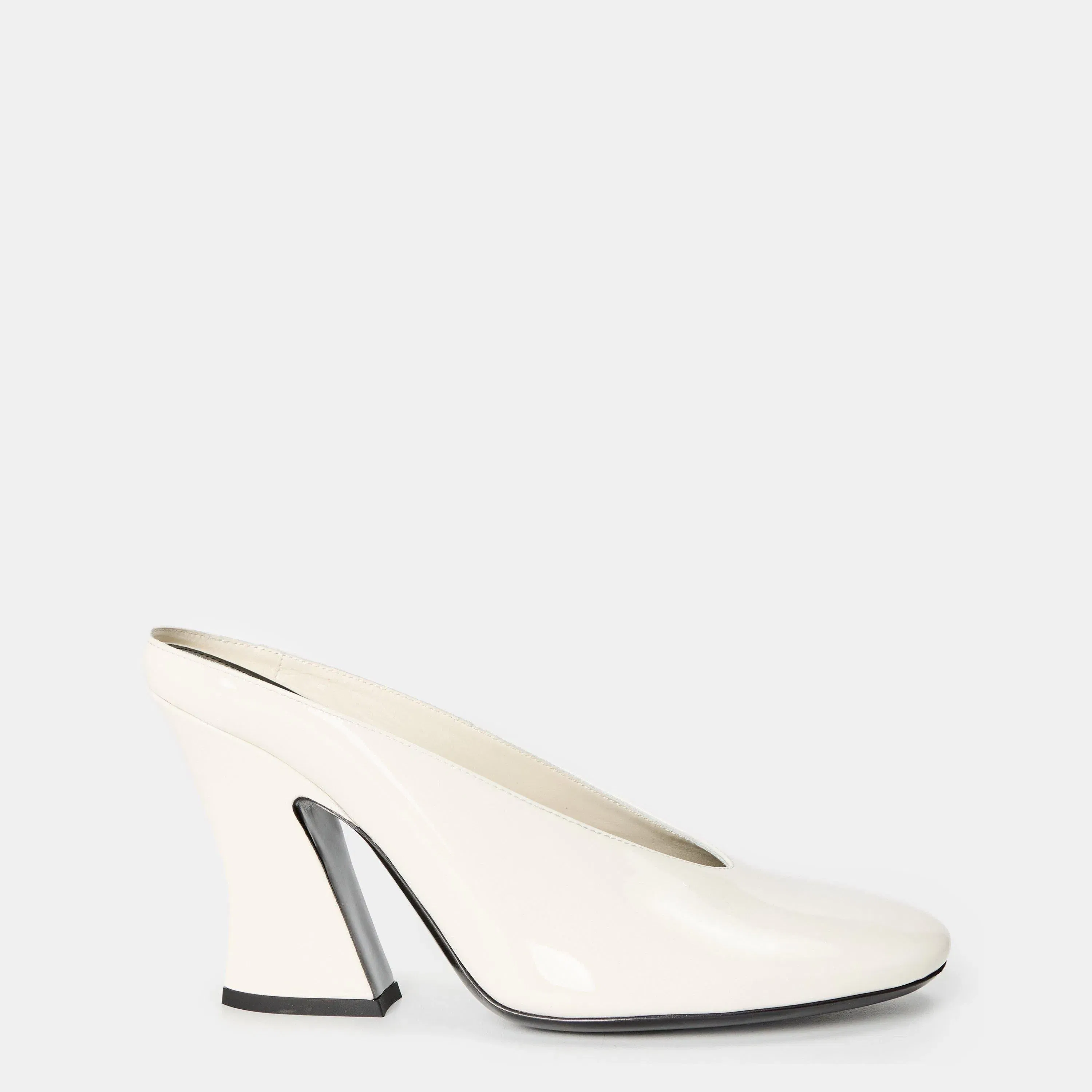 Leather Block Heel High Heeled Mules