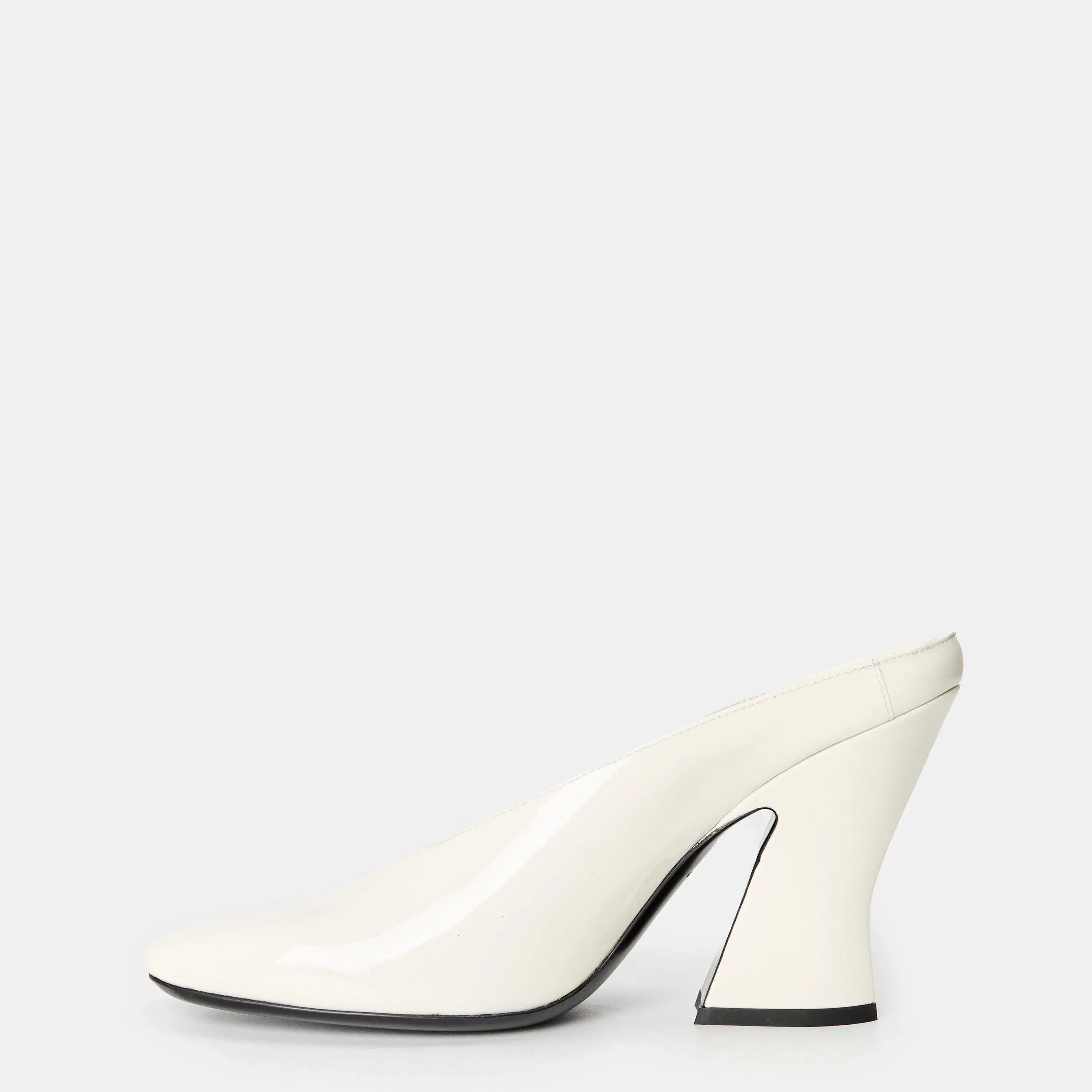 Leather Block Heel High Heeled Mules