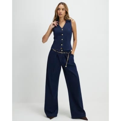 Blue Collared Denim Waistcoat
