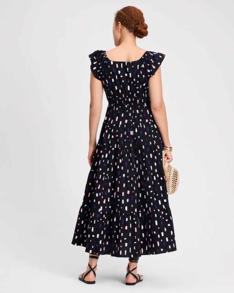 Painterly Strokes Flutter Sleeve Dress